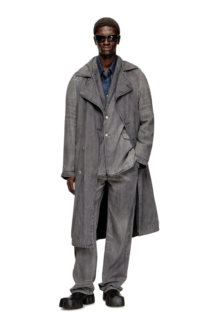Diesel - D-MATTHEW-S, Unisex's Trench coat in patterned denim in Grey - 3