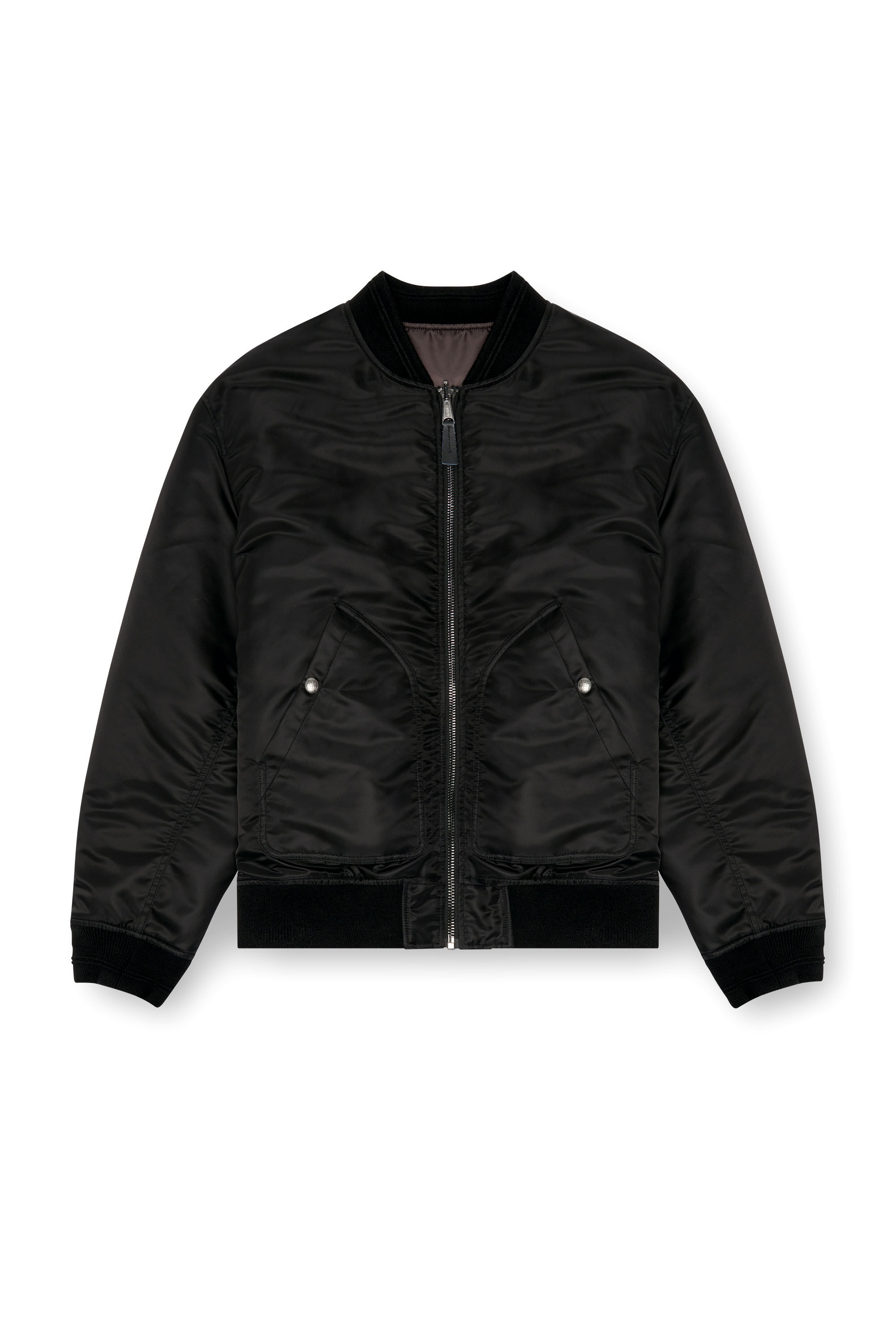 Diesel - J-HELD, Man's Bomber in padded nylon with Oval D in Black - 2