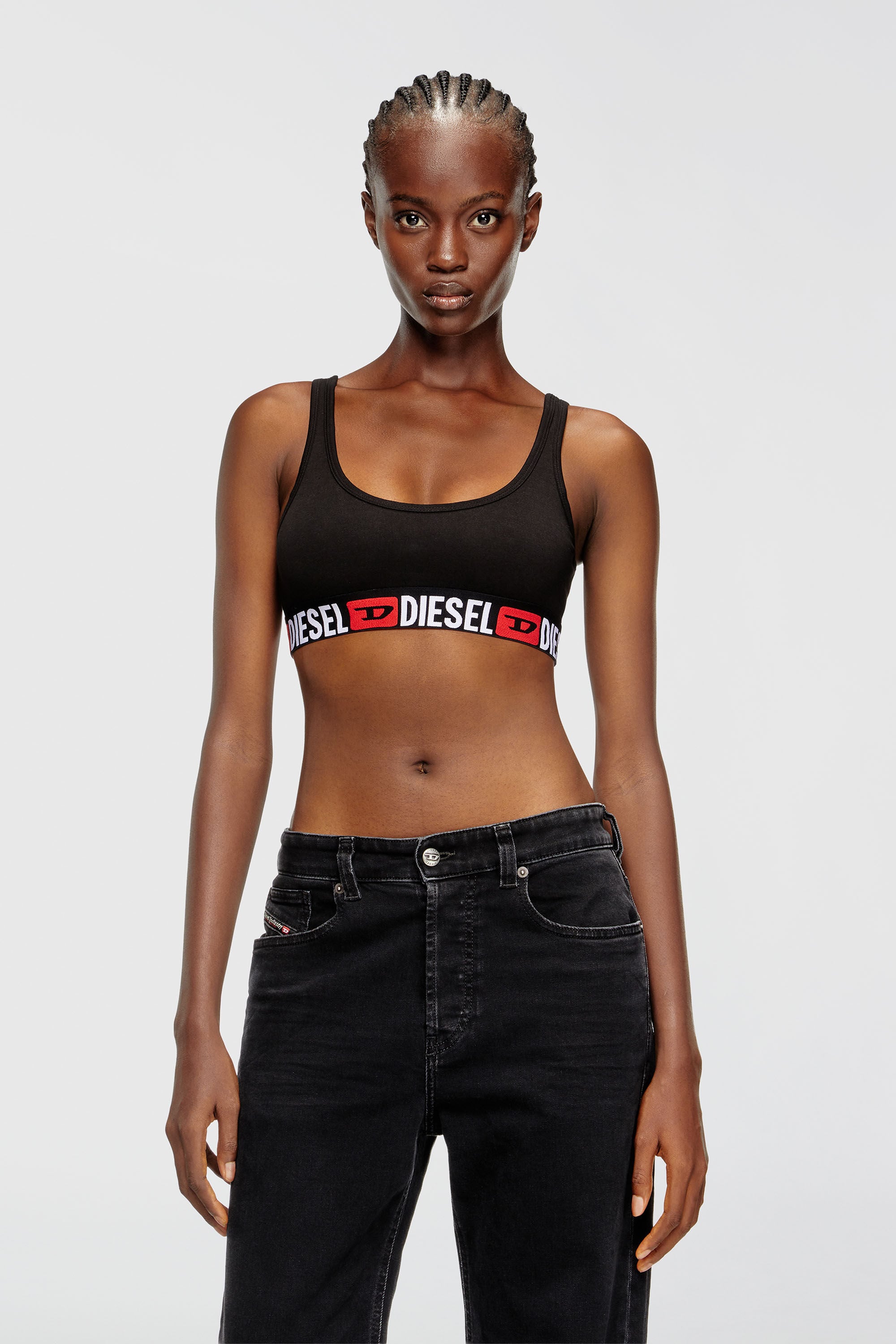 Diesel - UFSB-ORIBA, Woman's Cotton bralette with logo in Black - 5