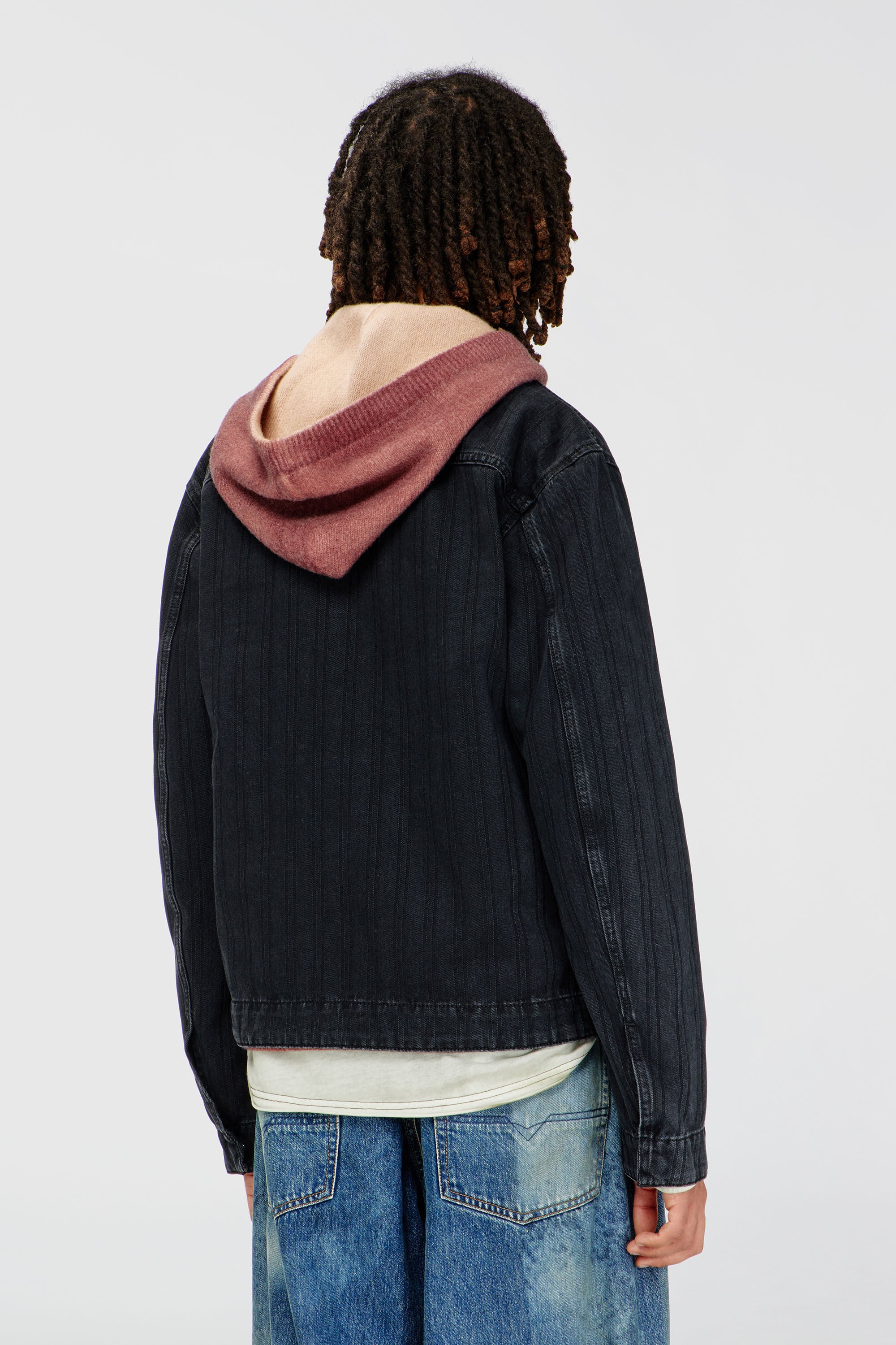 Diesel - D-ROHE, Man's Jacket in pinstripe denim in Black/Dark grey - 4