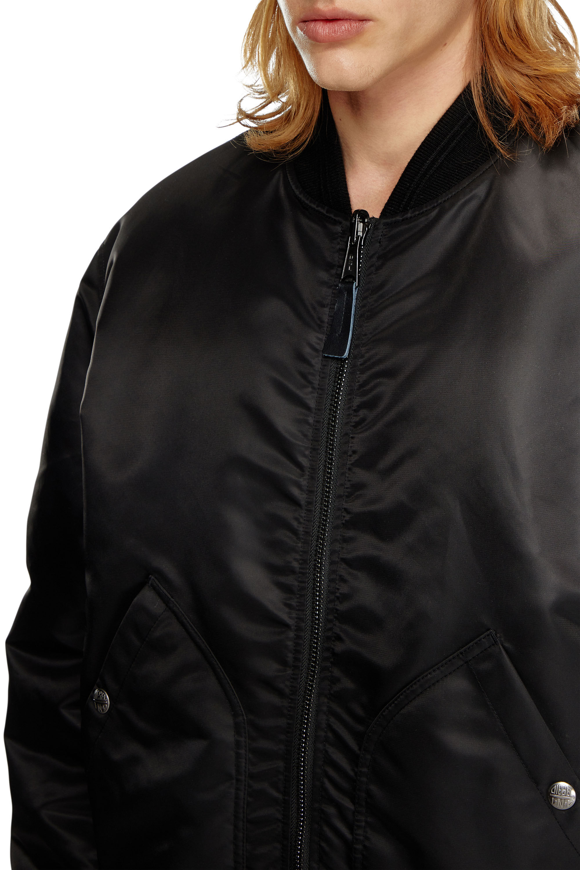 Diesel - J-HELD, Man's Bomber in padded nylon with Oval D in Black - 5