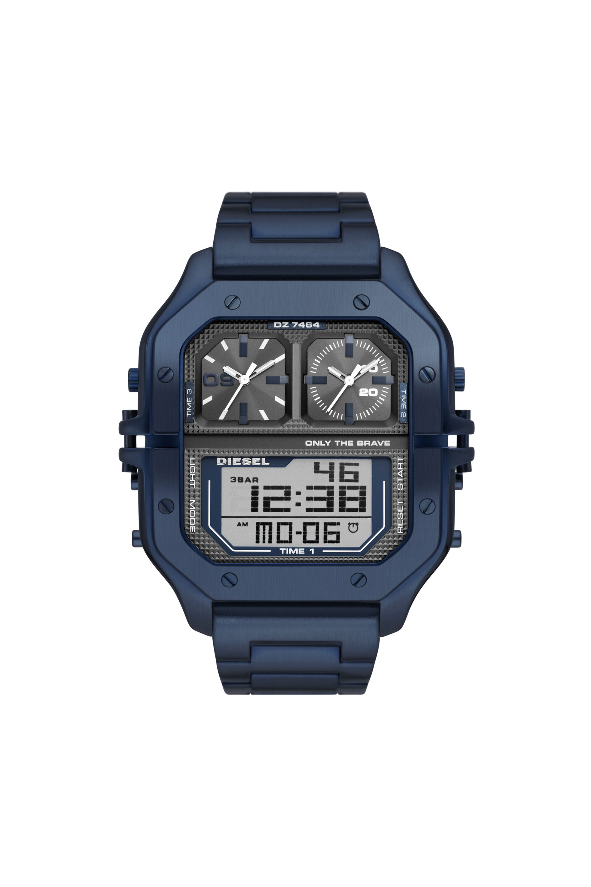 Diesel - DZ7464, Man Clasher digital blue-tone stainless steel watch in Blue - Image 1