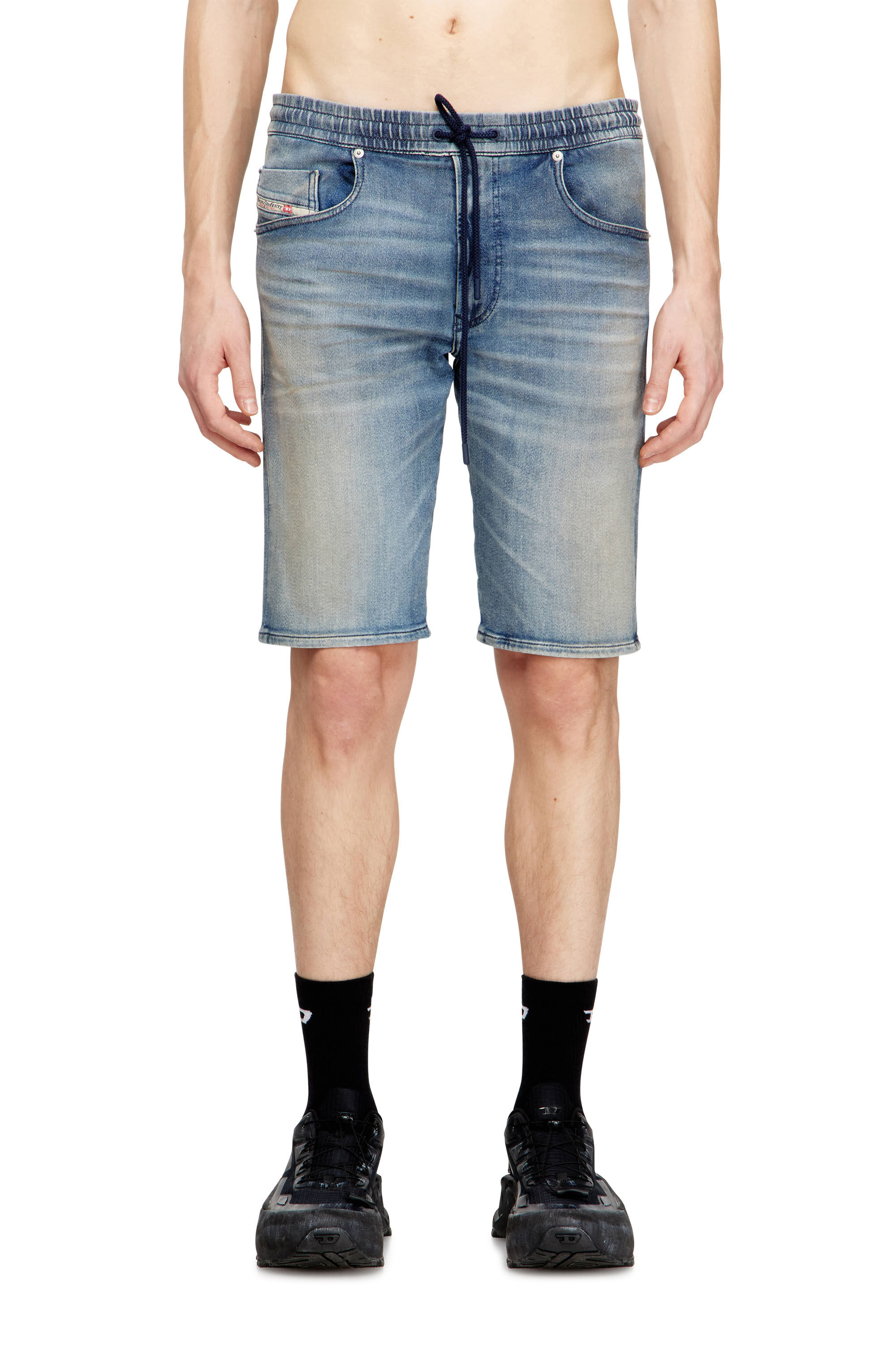 Diesel - 2033 D-KROOLEY-SHORT JOGG, Man's Slim-fit shorts in clean JoggJeans in Light Blue - 3