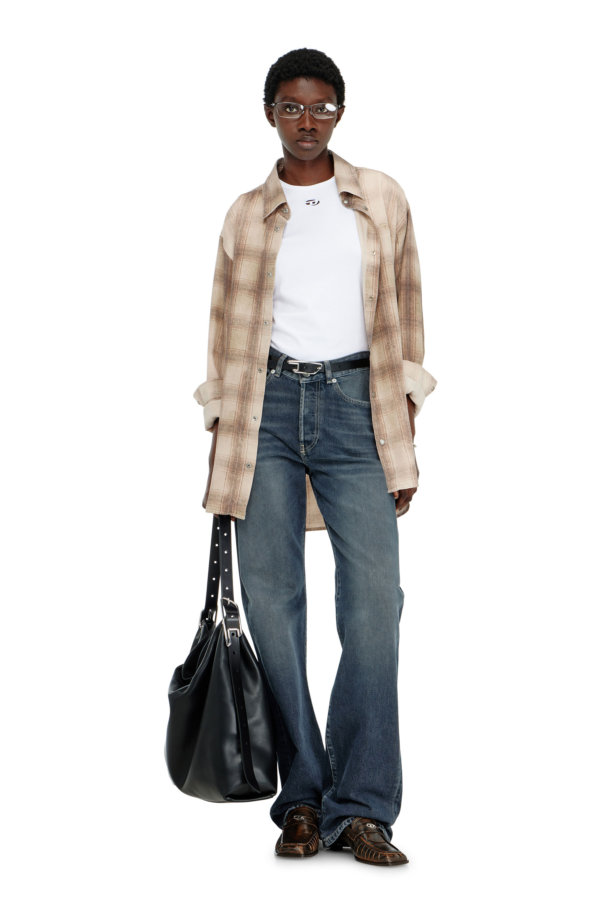 Diesel - T-ANGIE-OD, Woman's T-shirt with cut-out embroidered logo in White - 1