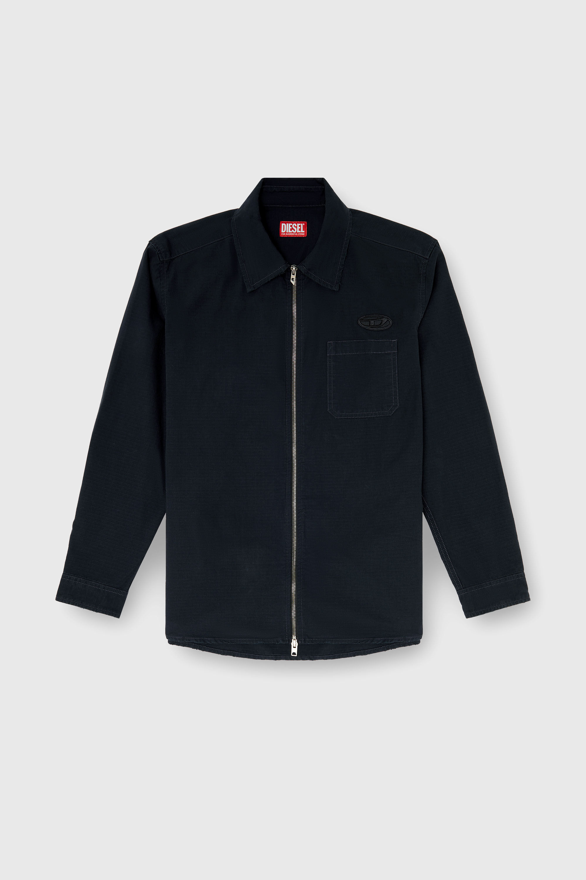 Diesel - S-ALIAS-ZIP, Man's Ripstop shirt with zip closure in Black - 2