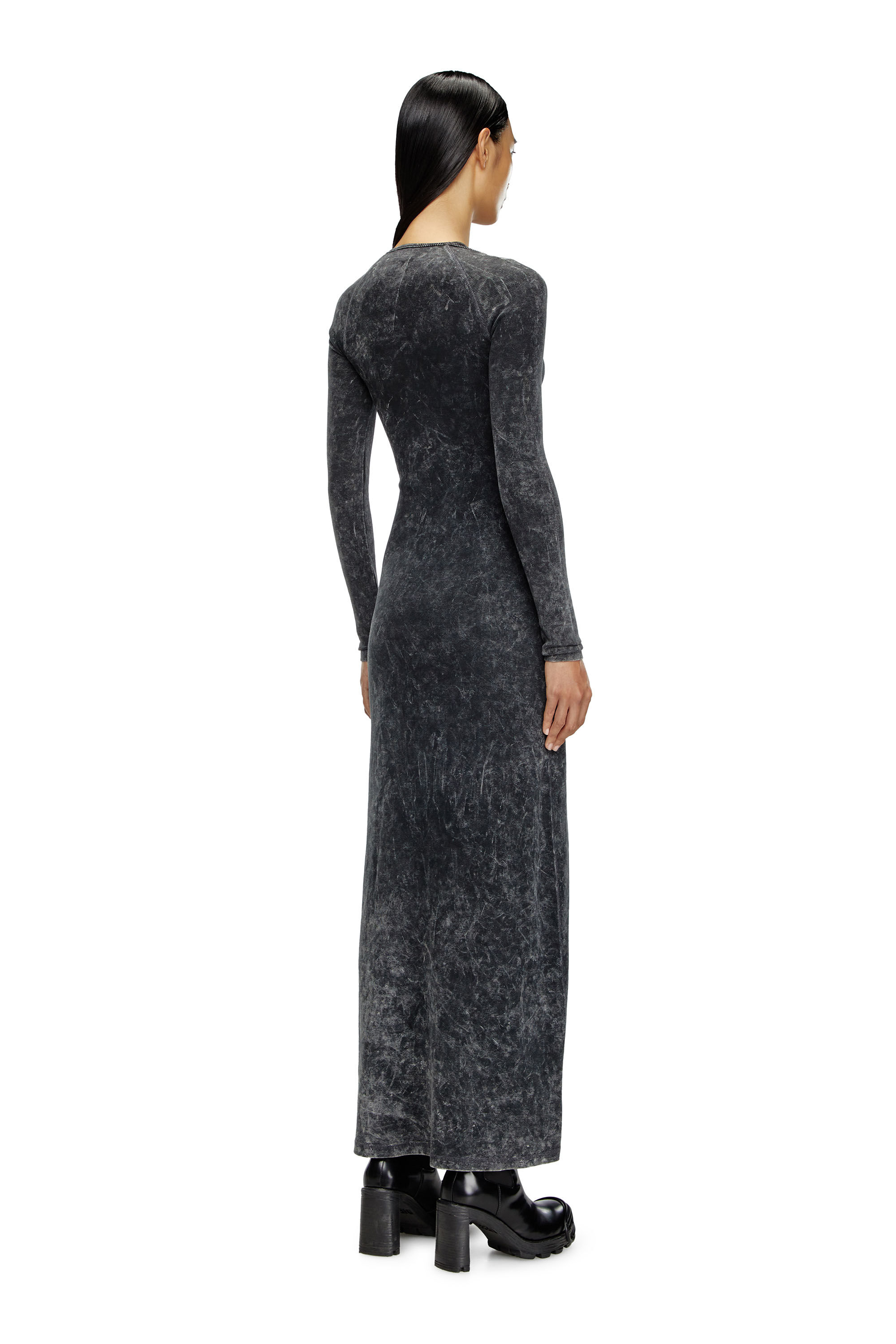 Diesel - D-MARINEL, Woman's Long dress with marbled effect in Black - 3