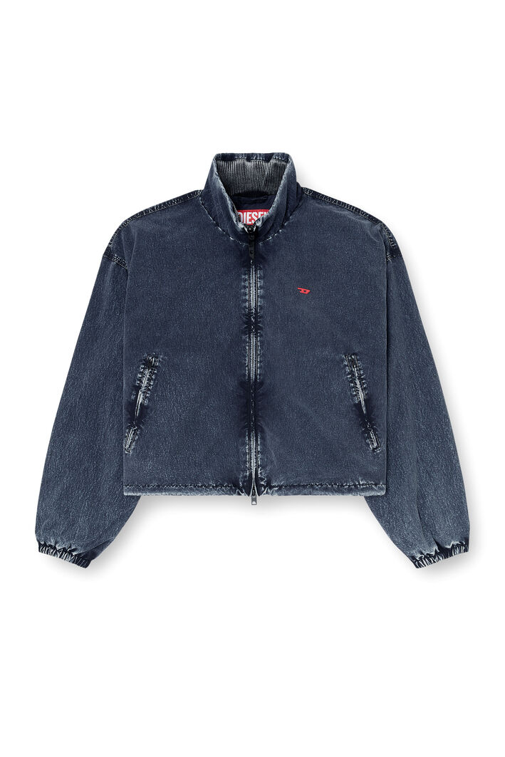 Diesel - G-LEAMER, Woman's Windbreaker jacket in acid-wash Taslan in Dark Blue - 3