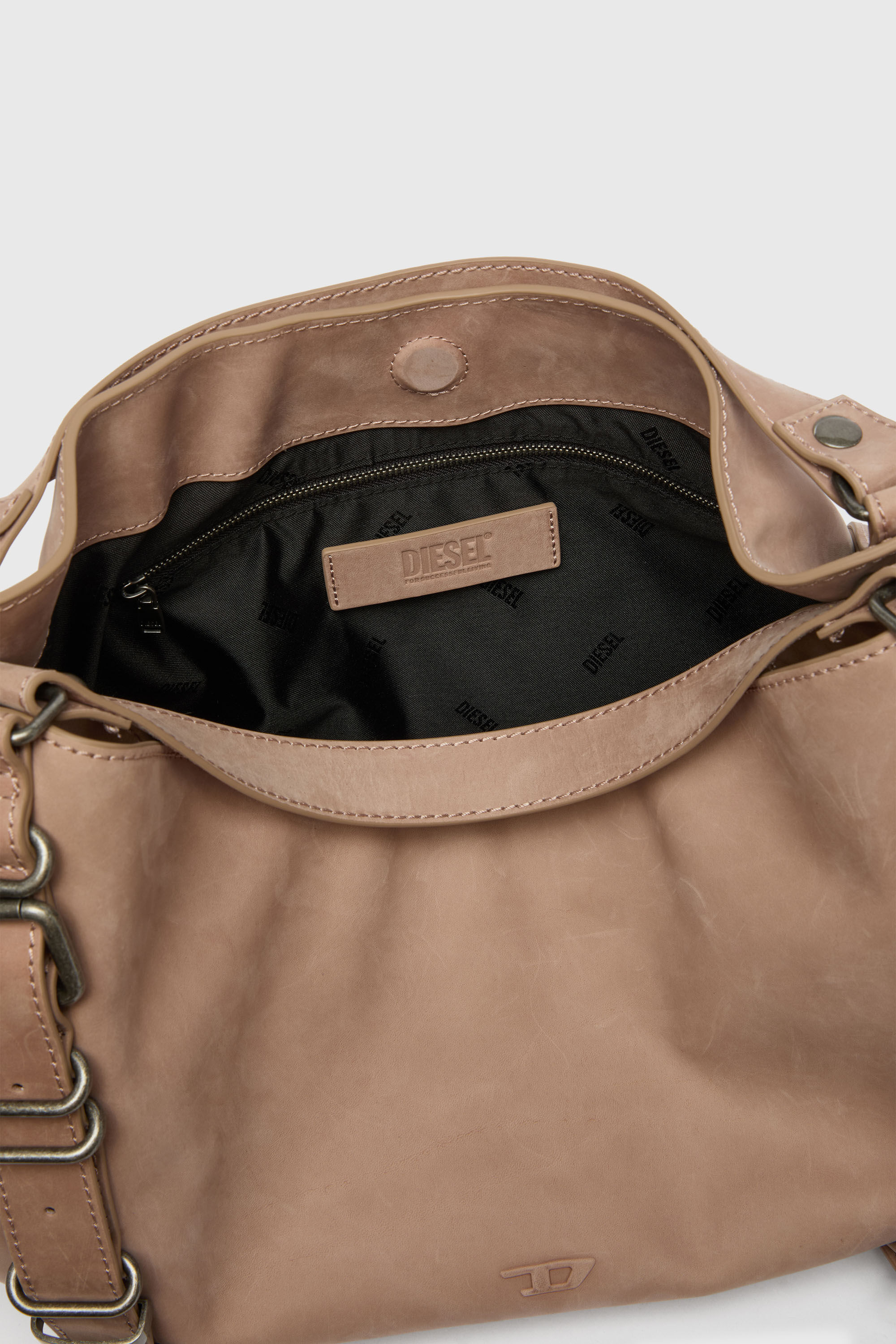Diesel - D-ONE TOPHANDLE M, Unisex's D-One-Medium top-handle bag in treated leather in Face Powder - 6