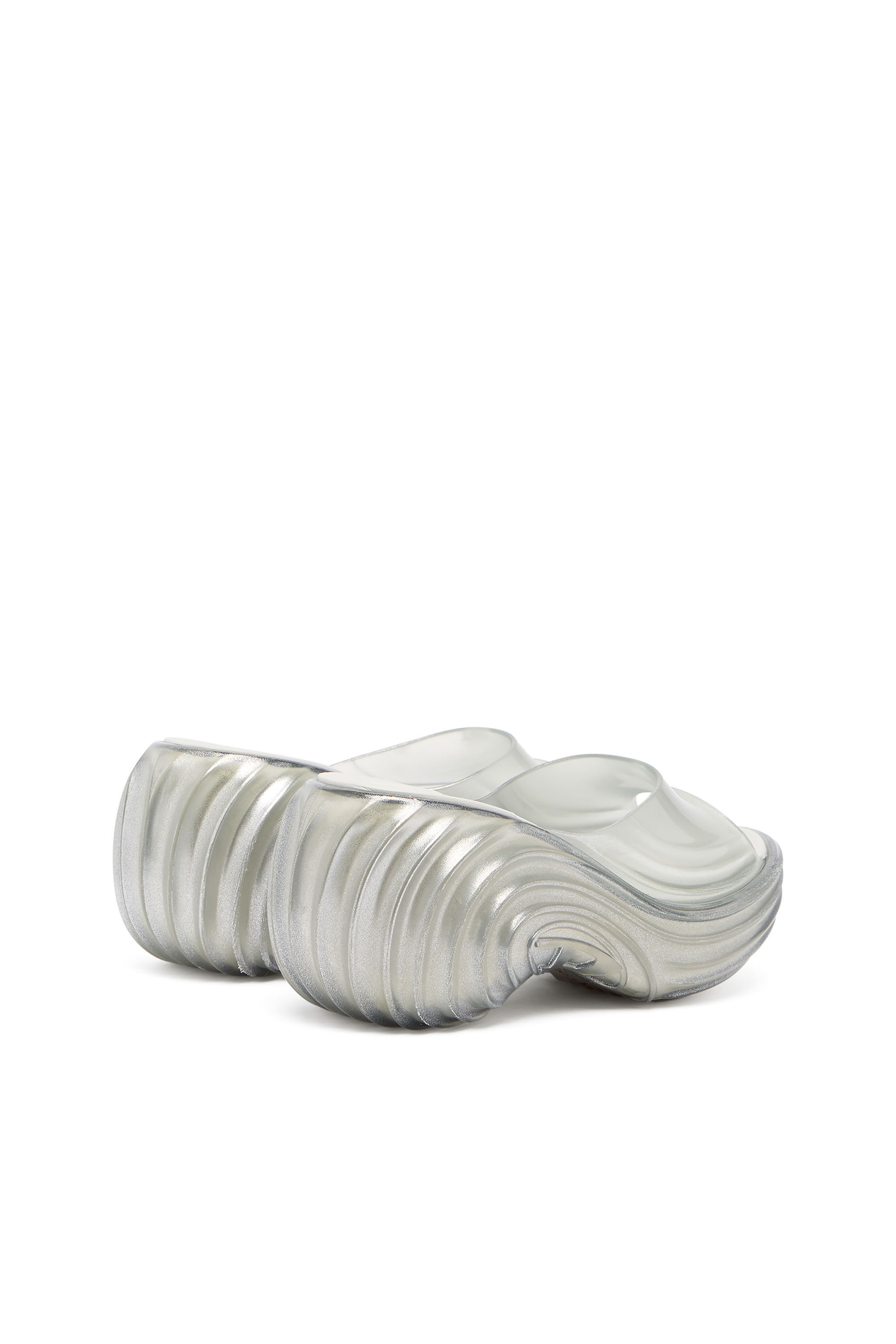 Diesel - MELISSA QUANTUM PLATFORM, Woman's Platform mule in Melflex&reg; in Silver - 3
