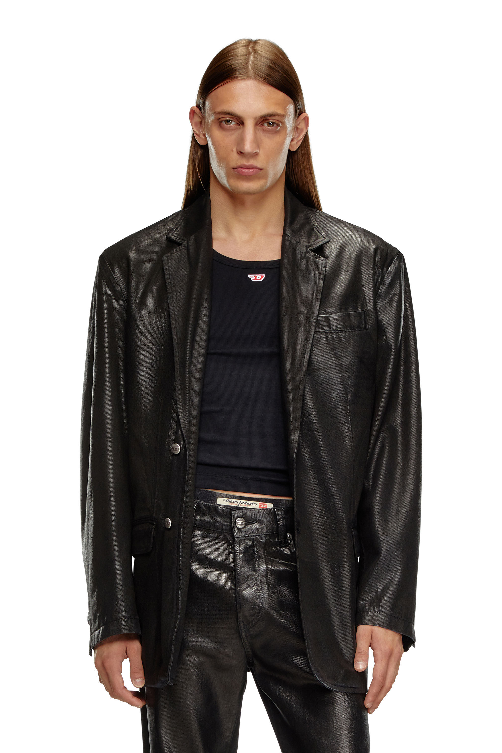 Diesel - D-BLA, Unisex's Blazer in coated tailoring denim in Black - 3