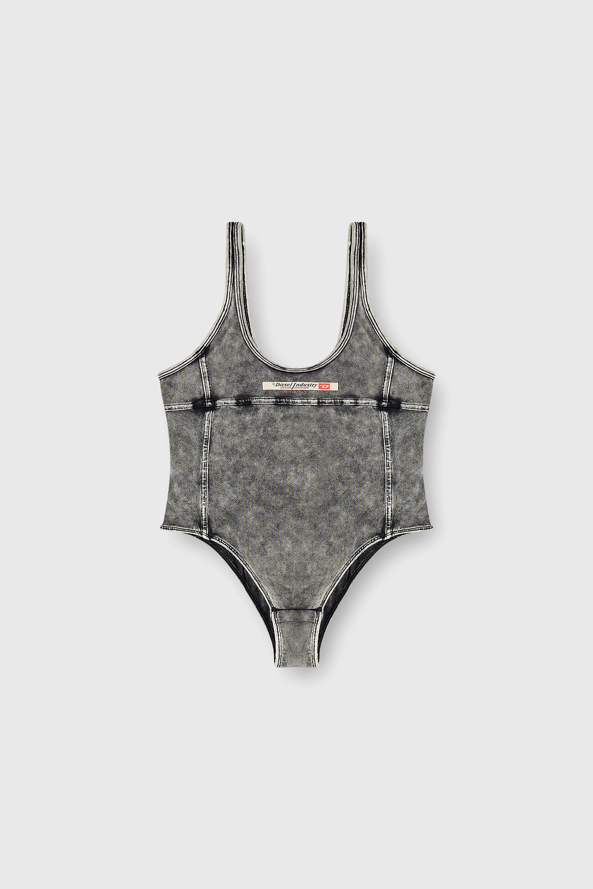 Diesel - PHOEBE-DNM, Woman's Bodysuit in denim-effect jersey in Dark grey - 2