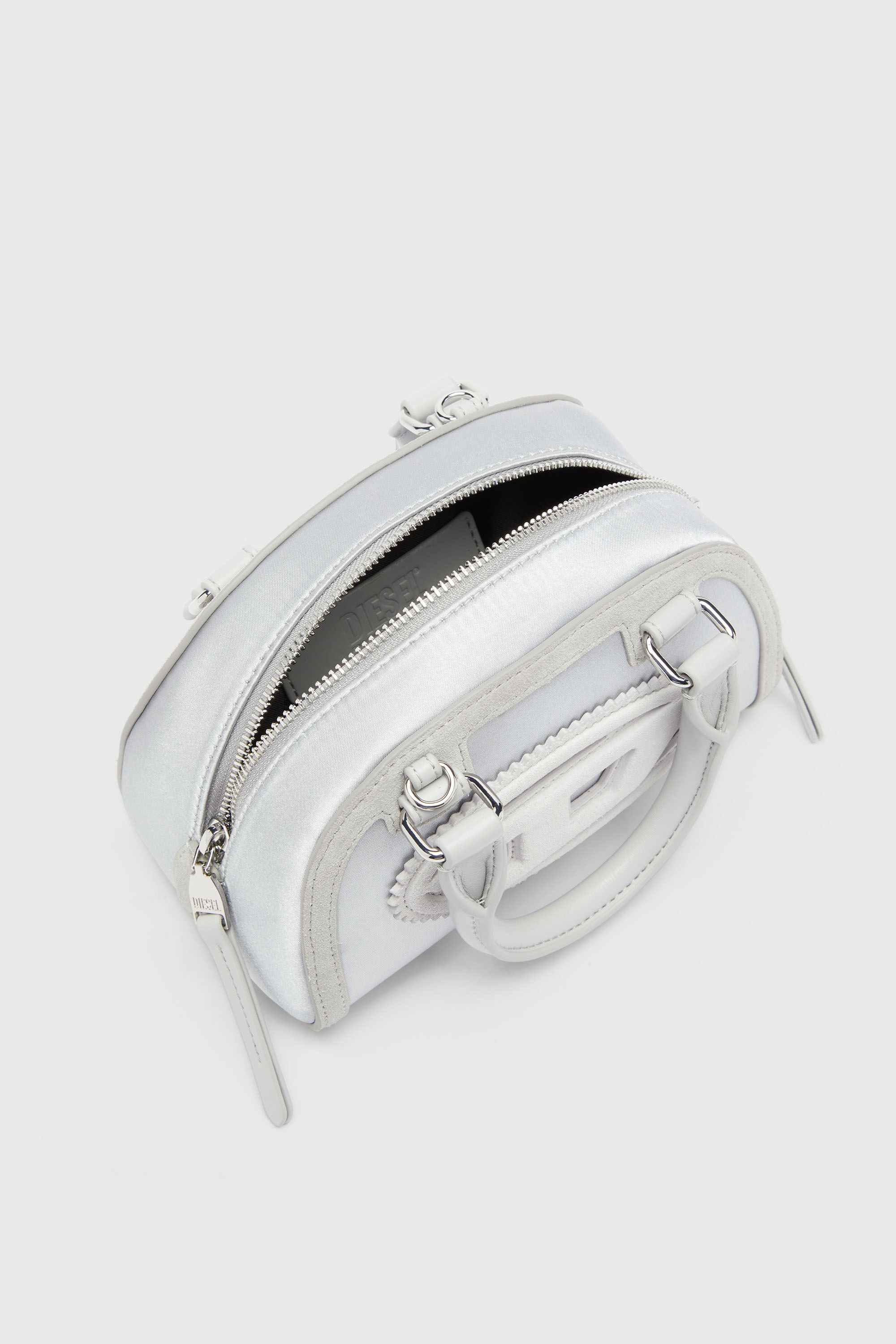 Diesel - 1DR DOME CROSSBODY, Woman's 1DR Dome - Small bowling bag in satin and suede in Silver - 5