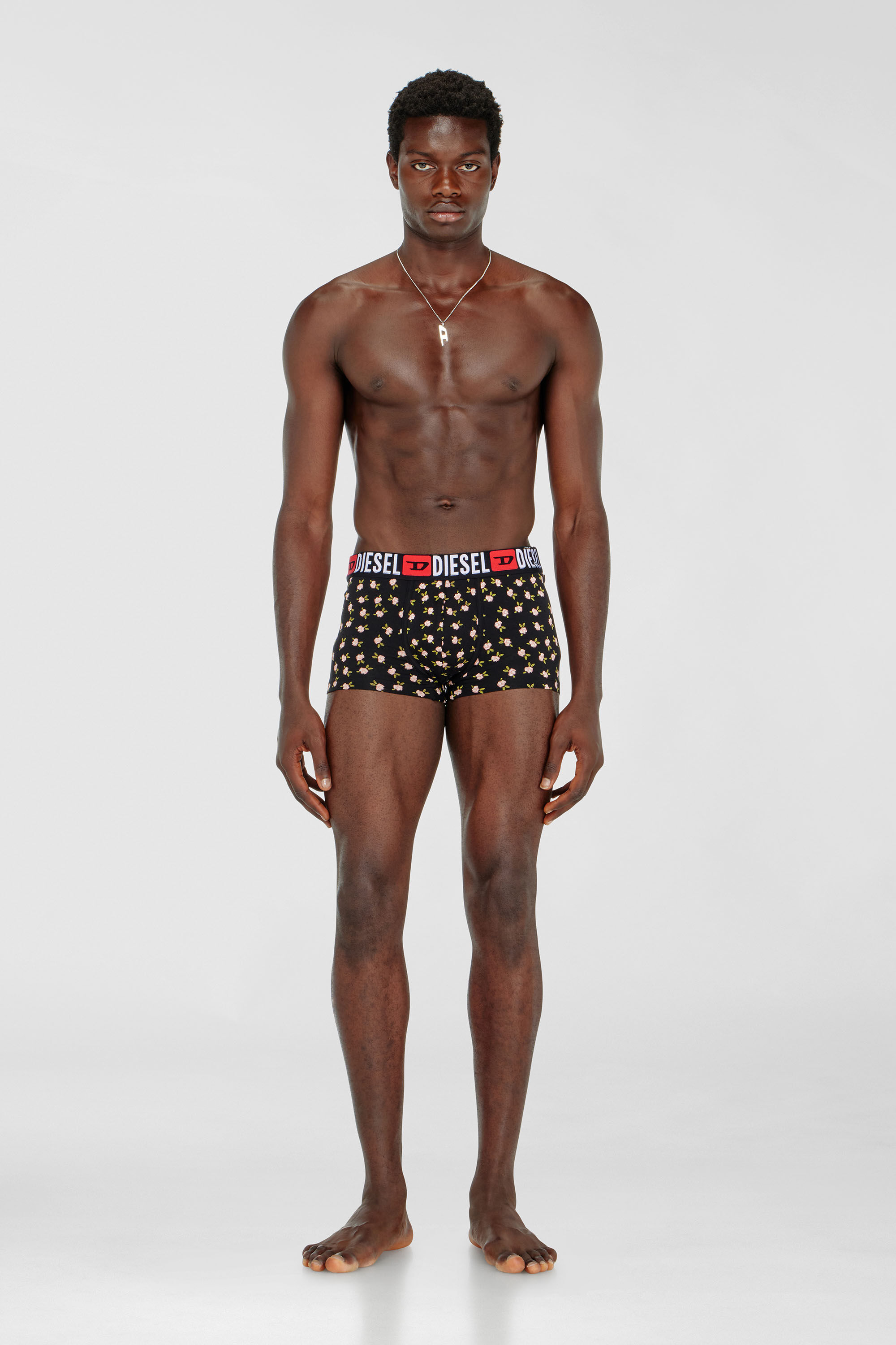 Diesel - UMBX-DAMIENTHREEPACK, Man's Three-pack of stretch cotton trunks with floral print in Black/Red - 1