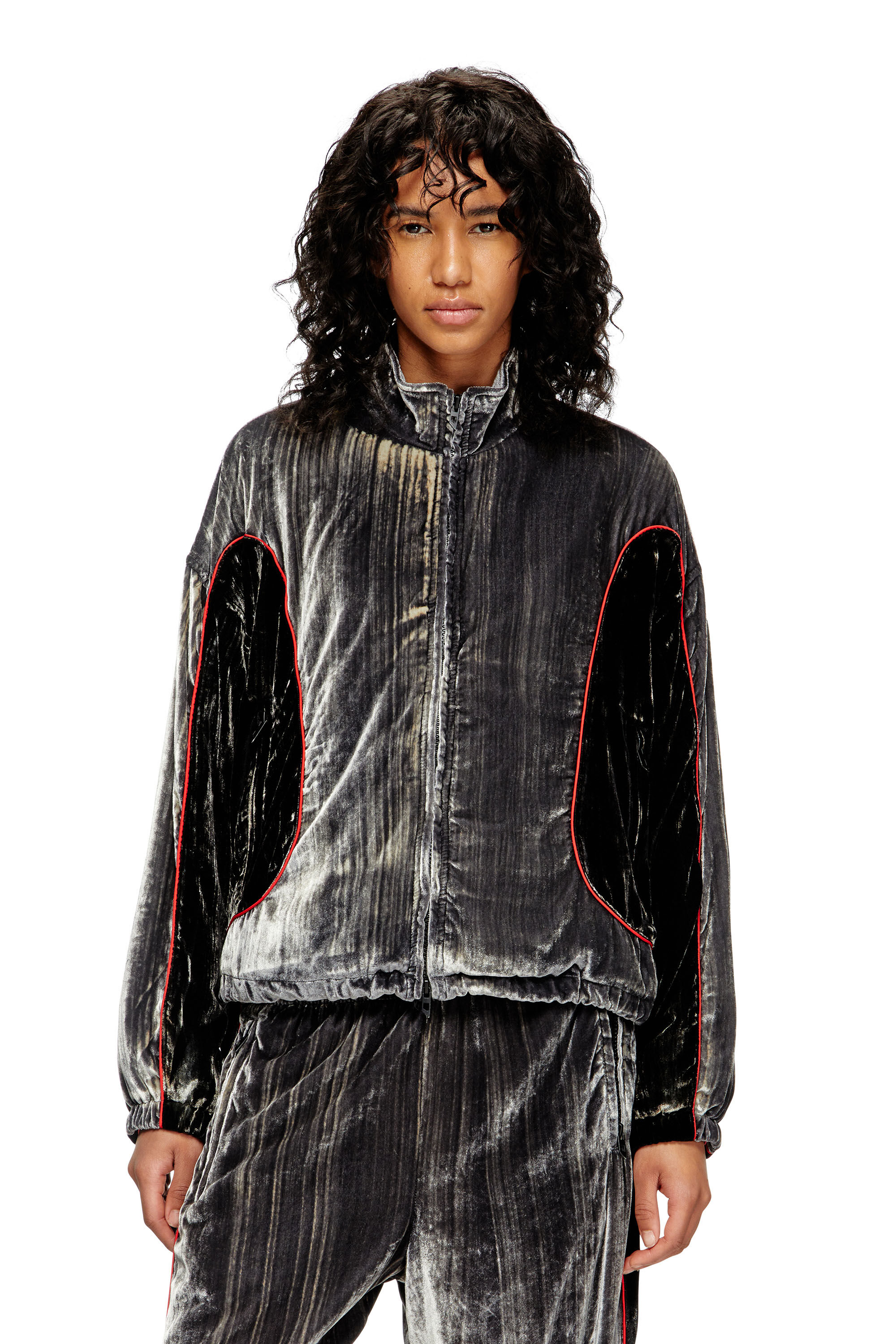 Diesel - G-RIFFIN, Woman's Track jacket in treated velvet in null - 3