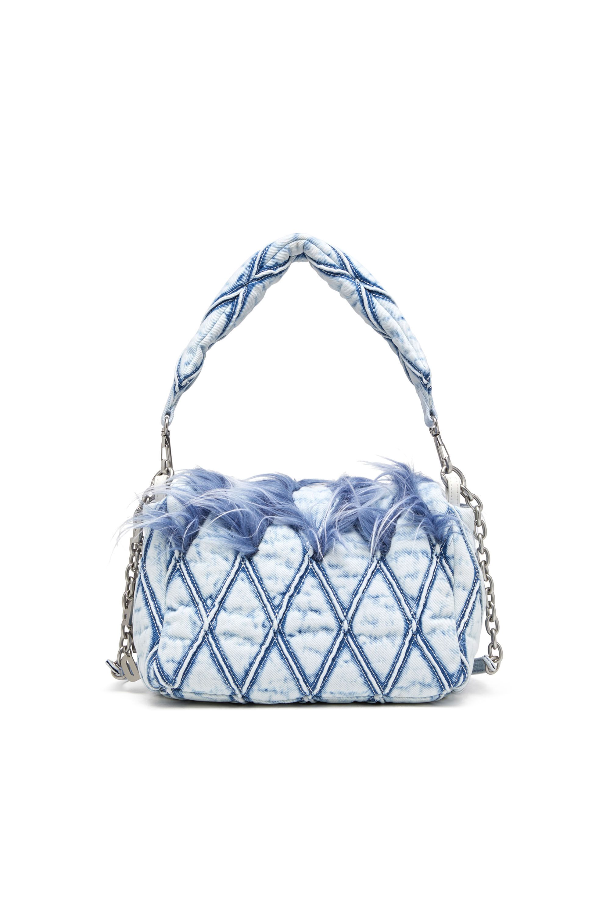 Diesel - CHARM-D SHOULDER M, Woman's Charm-D M-Borsa a spalla in denim e pelliccia sintetica in Blue - 3