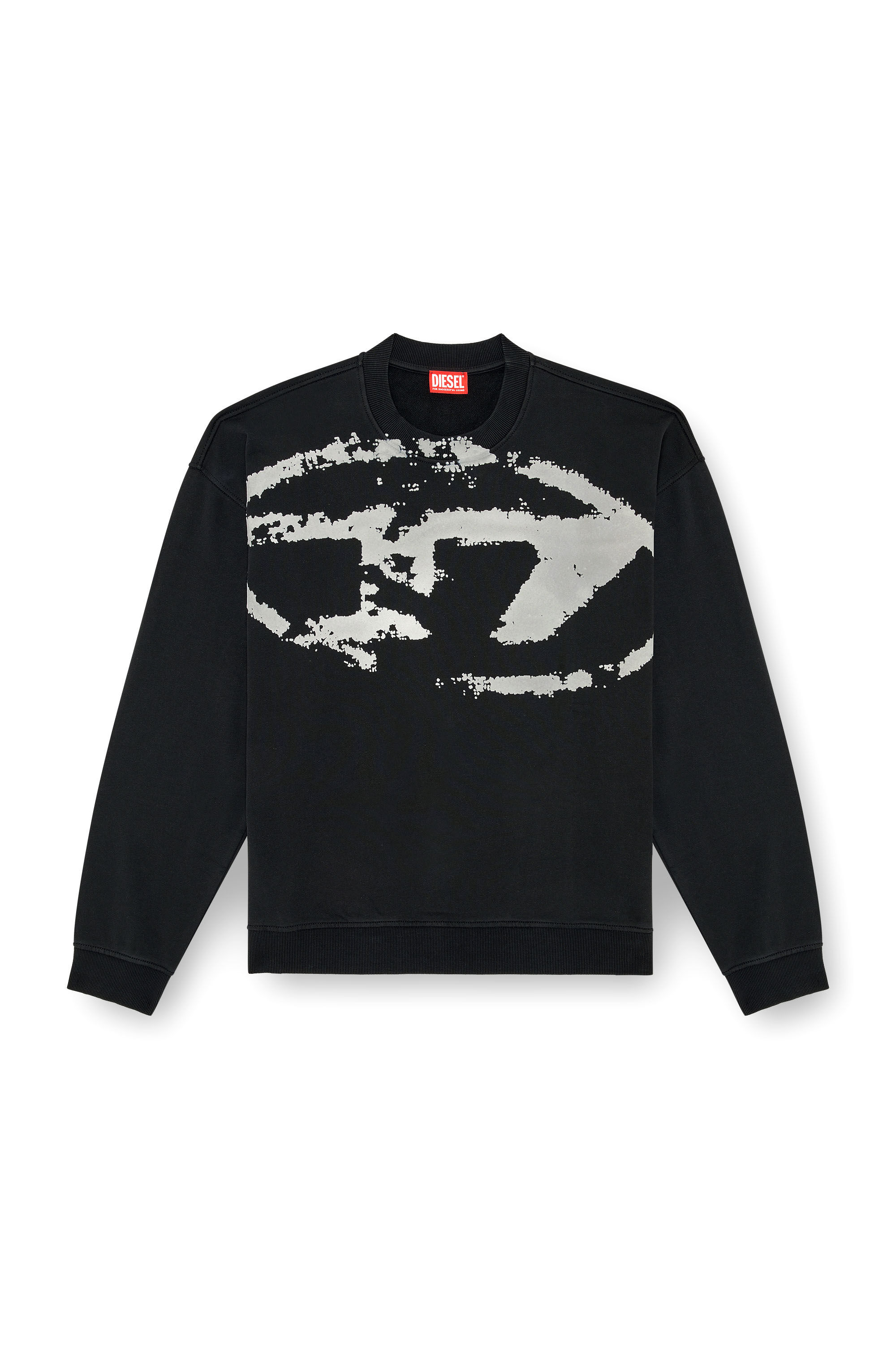 Diesel - S-BOXT-N5, Man's Sweatshirt with distressed flocked logo in Black - 2