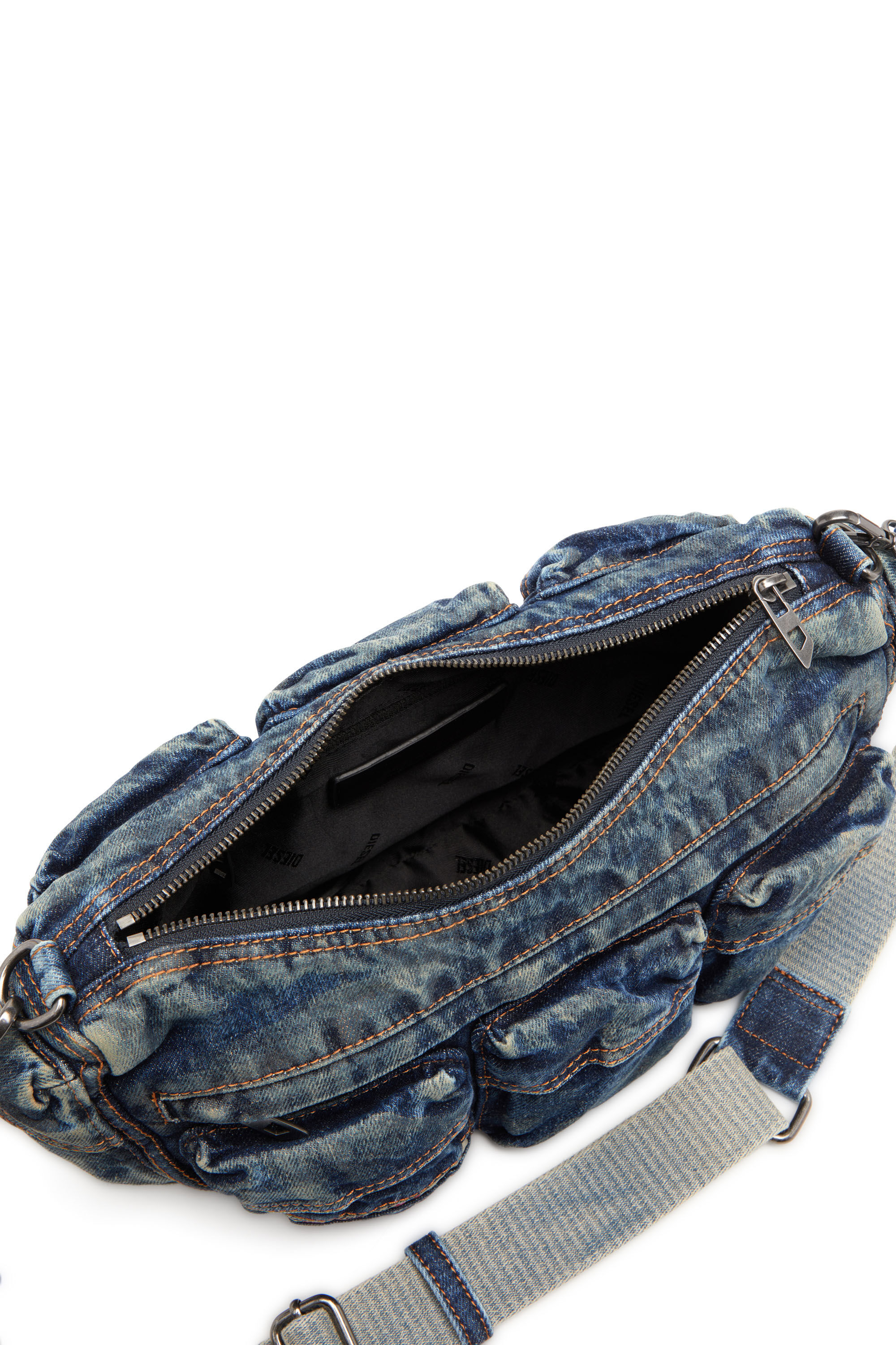 Diesel - RE-EDITION TRAVEL 3000 SHOULDER BAG X, Blue - Image 5