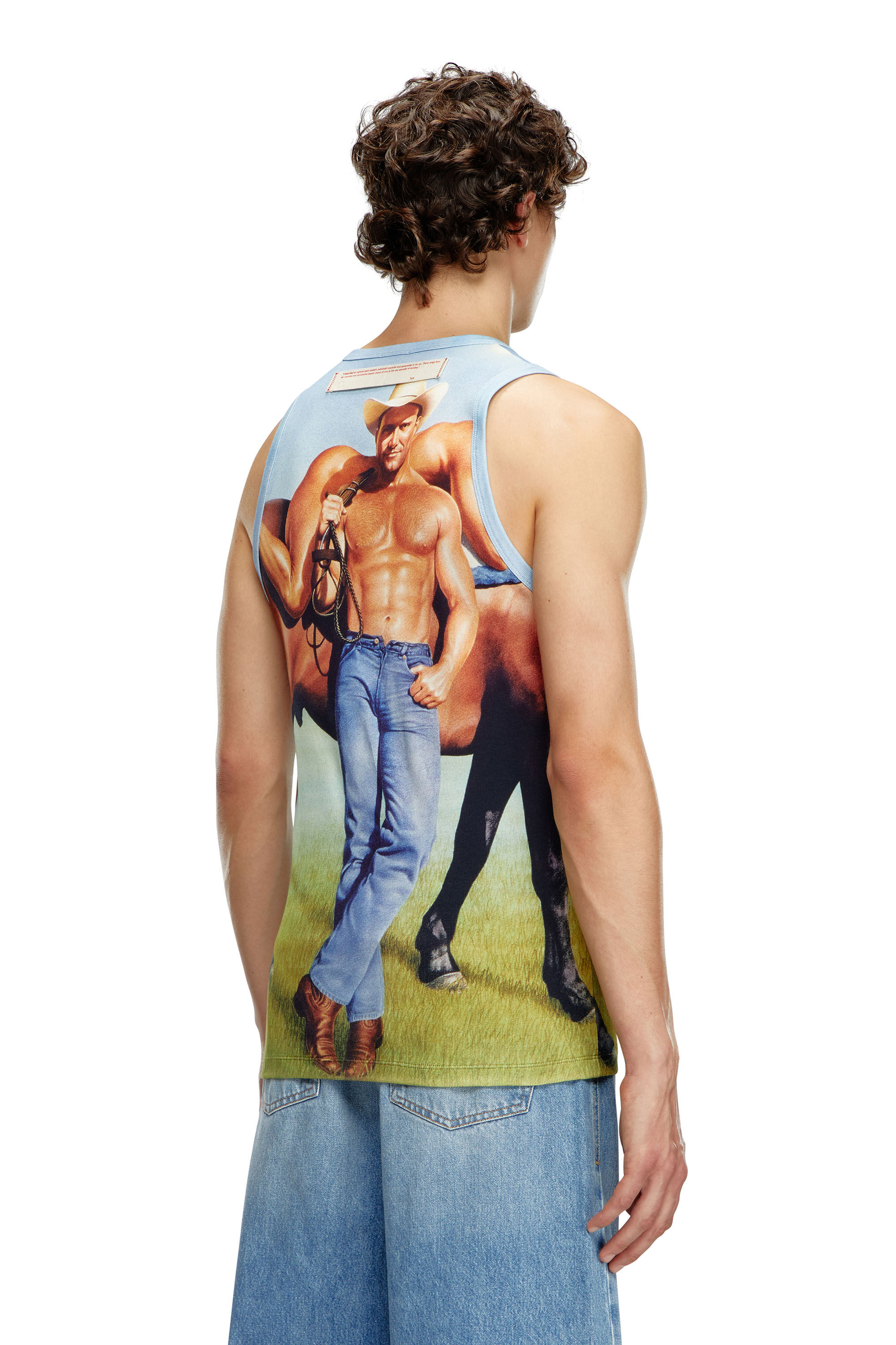 Diesel - PR-T-LIFTY-TANK, Unisex's Sleeveless T-shirt with all-over print in Blue - 4