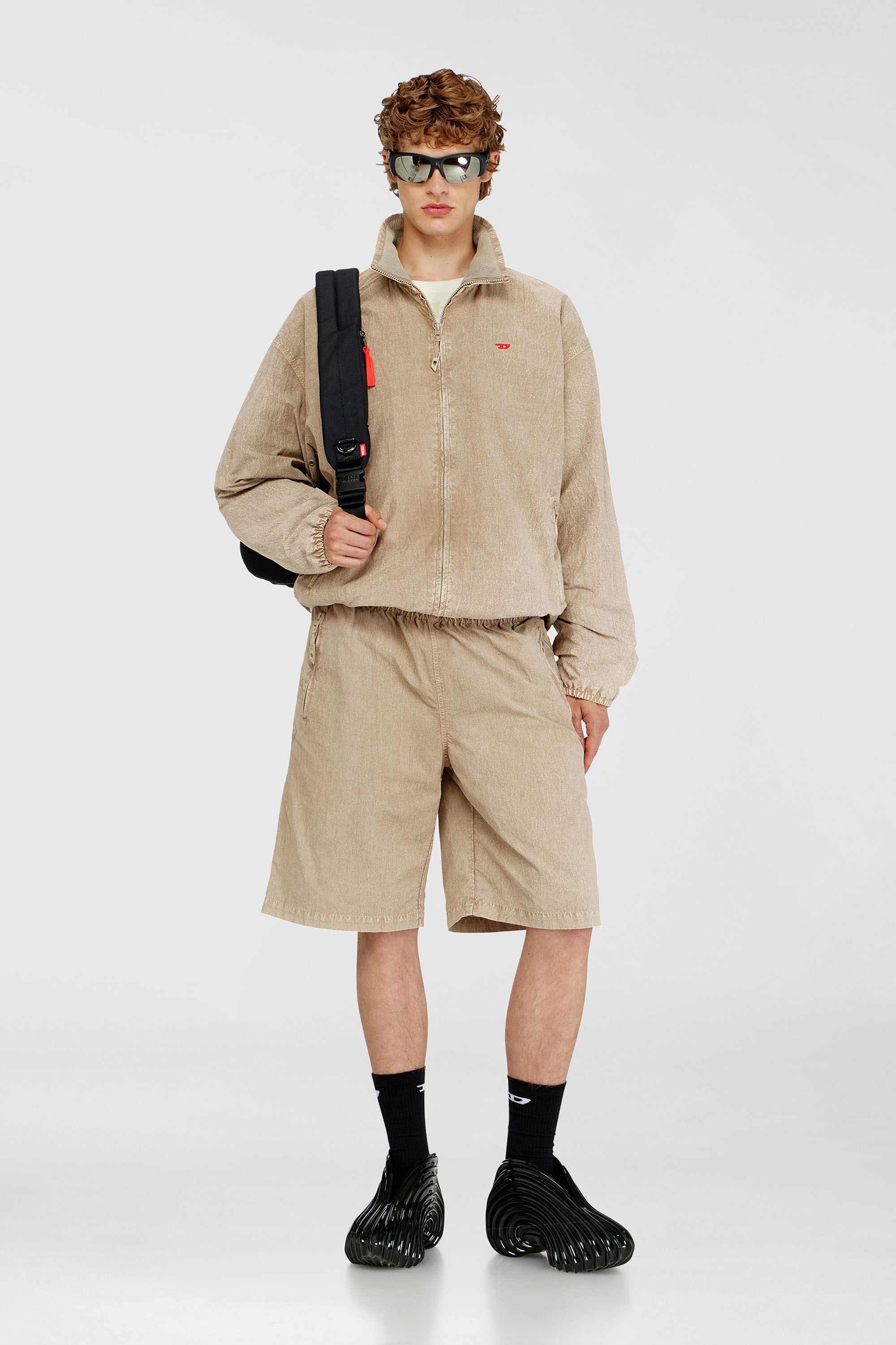 Diesel - J-CORSE-PLBH, Man's Treated taslan jacket with treated finish in Beige - 1
