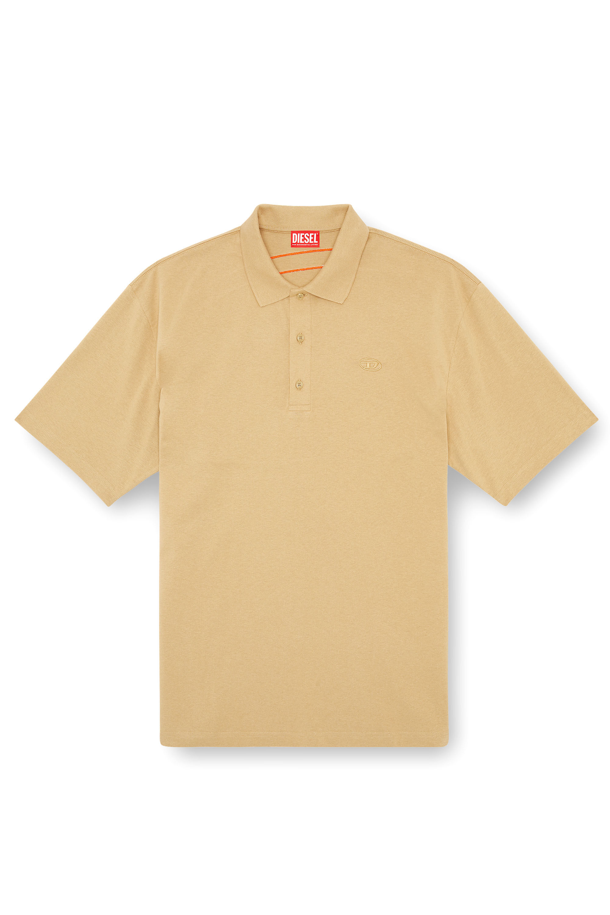 Diesel - T-VORT-MEGOVAL-D, Man's Polo shirt with maxi oval D embroidery in Light Brown - 2