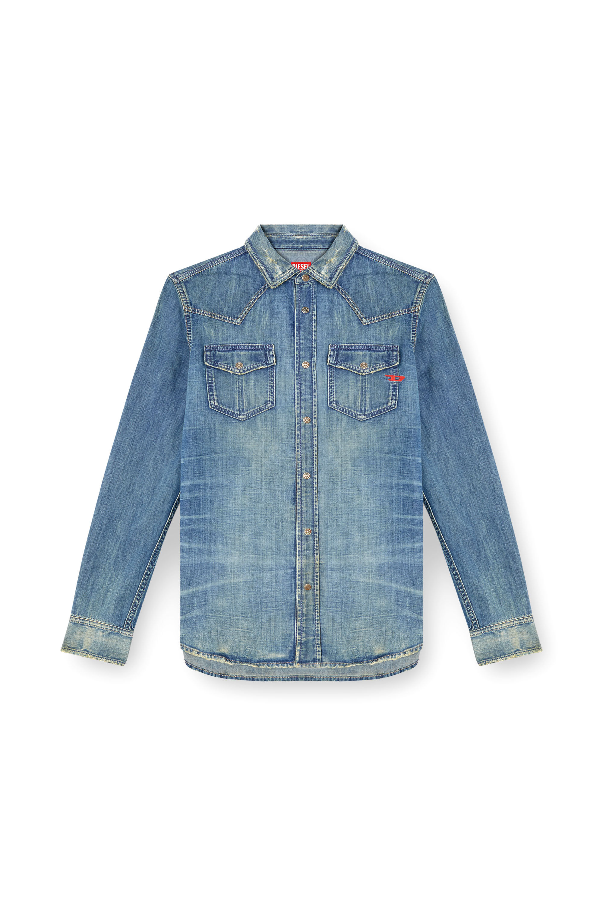 Diesel - D-VEGA, Man's Denim overshirt in Medium blue - 2