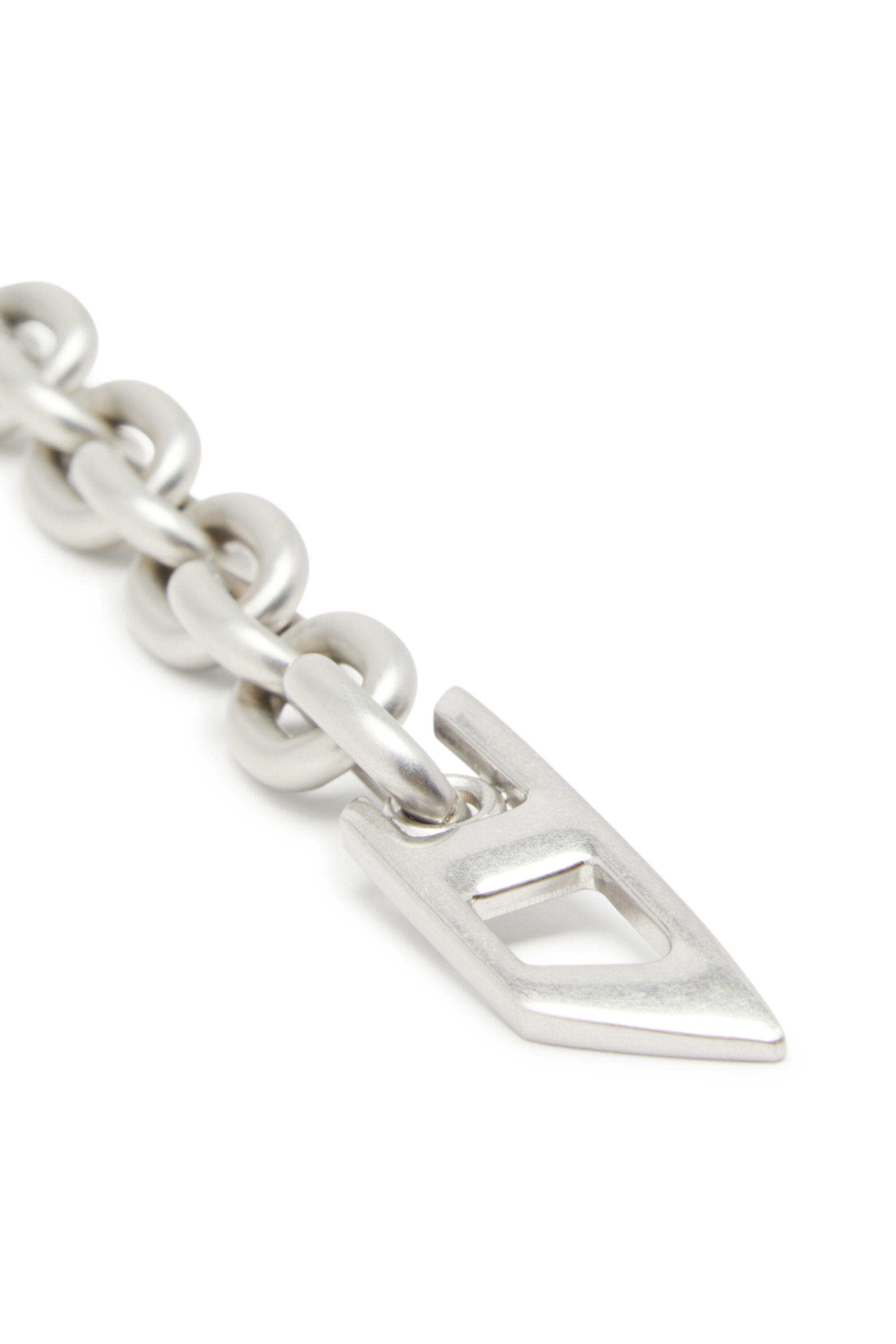 Diesel - B-CHARM CHAIN, Woman's 1cm chain belt with crystal logo charm in Silver - 3