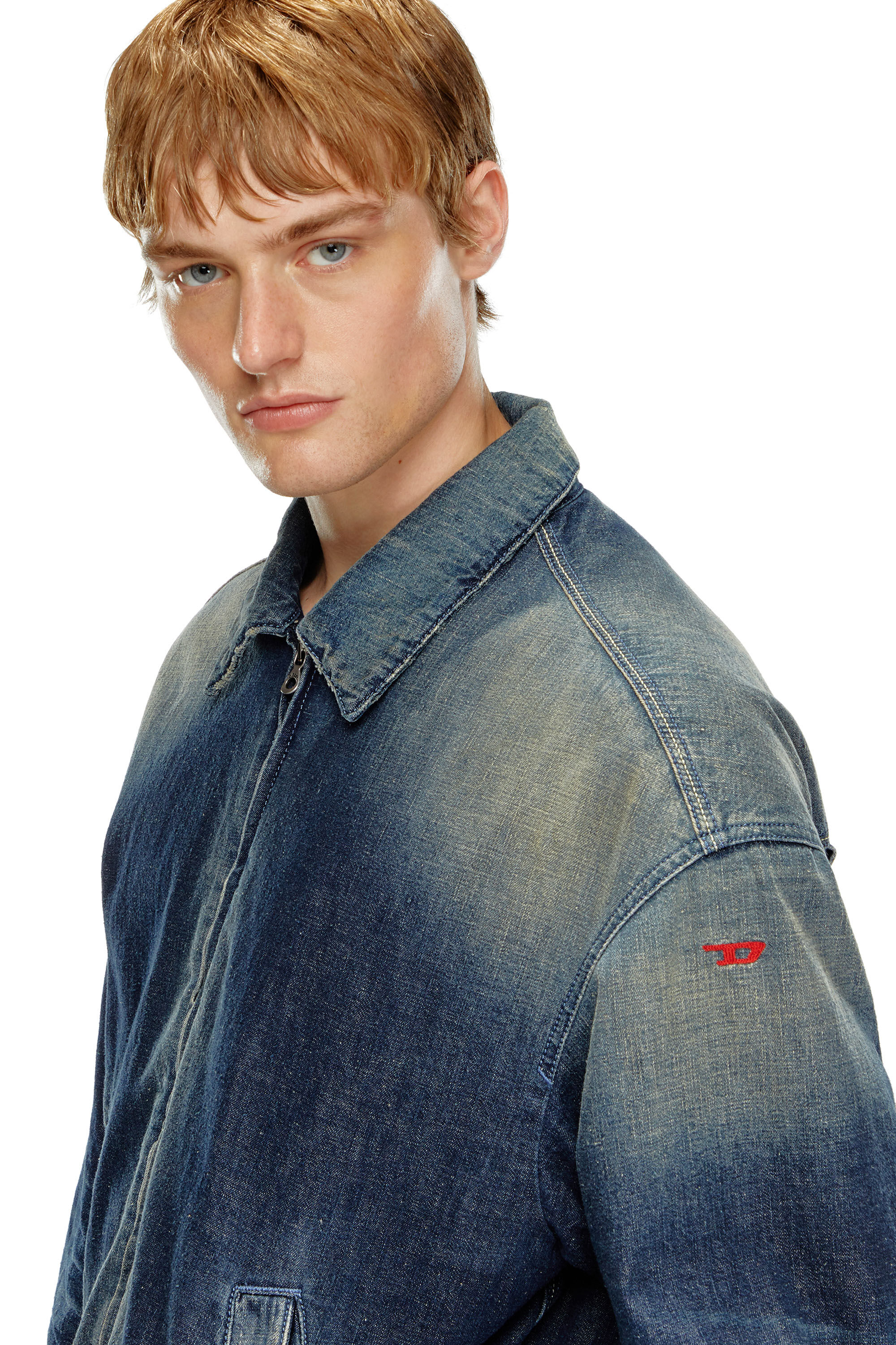 Diesel - D-STACK, Man's Padded jacket in utility-style denim in Dark Blue - 5