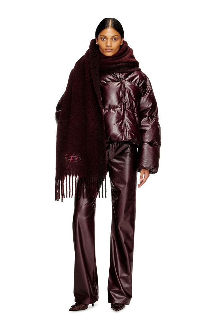Diesel - FR-W-ILLEY, Woman's Burgundy hooded puffer jacket in coated fabric in Burgundy - 2
