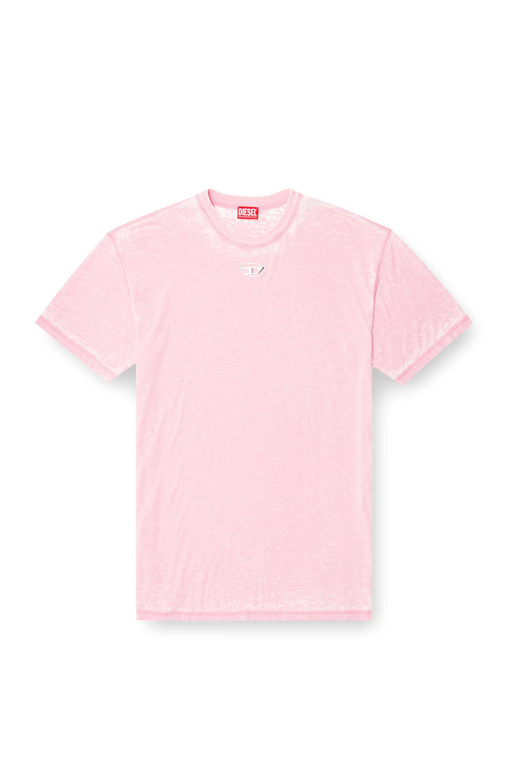 Diesel - T-BOXT-PAK, Man's Burnout T-shirt with metal-look logo in Pink - 2