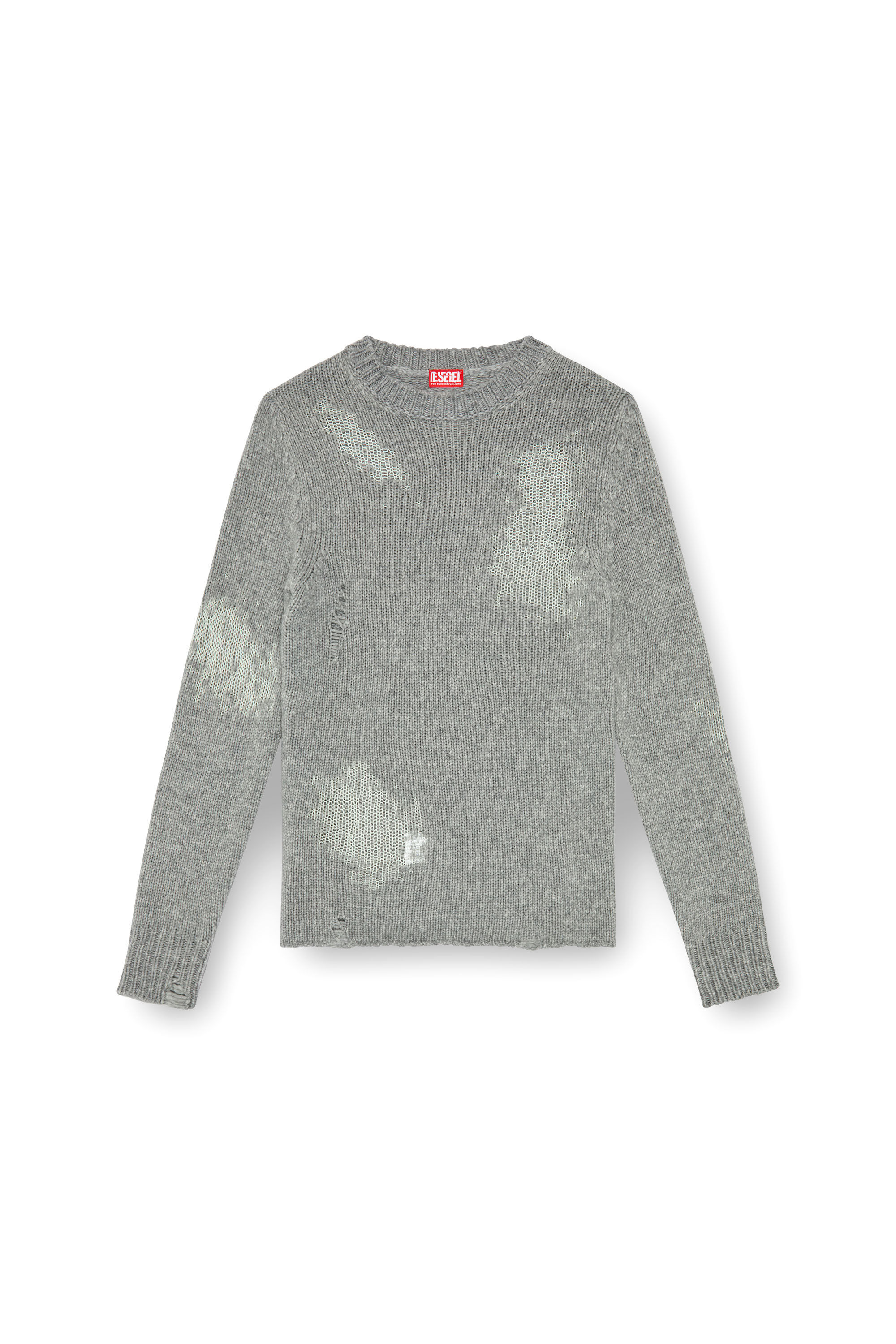 Diesel - K-NORMAN, Man's Distressed jumper in wool blend in Grey - 2