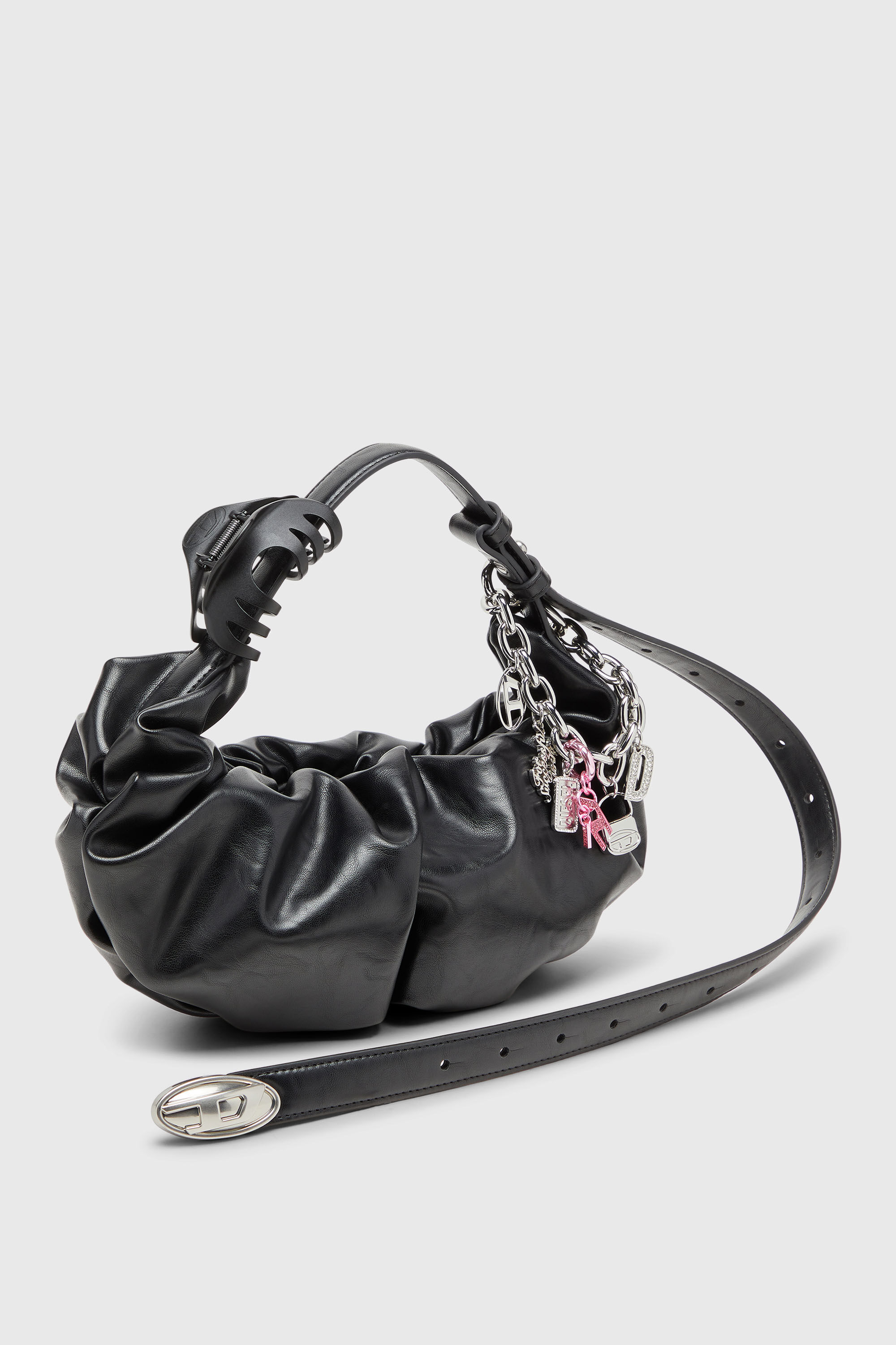 Diesel - GRAB-D HOBO S, Woman's Grab-D-Small scruched hobo bag in Black - 7