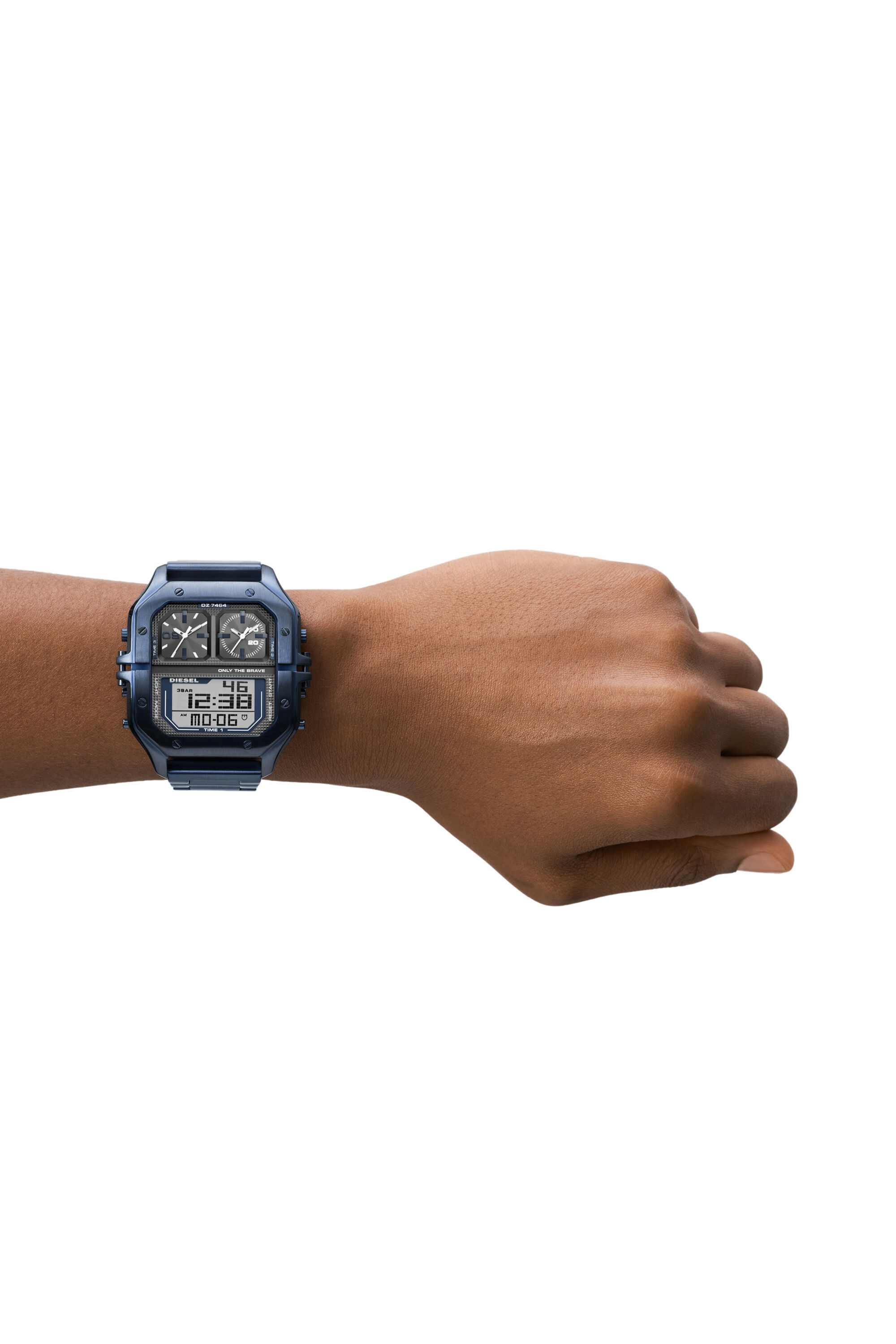 Diesel - DZ7464, Man Clasher digital blue-tone stainless steel watch in Blue - Image 4