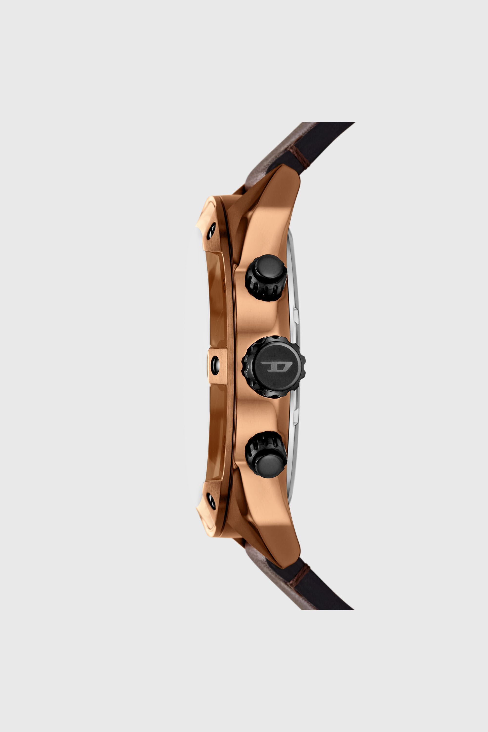 Diesel - DZ4698 WATCH, Man's Spiked brown leather watch in Brown - 3