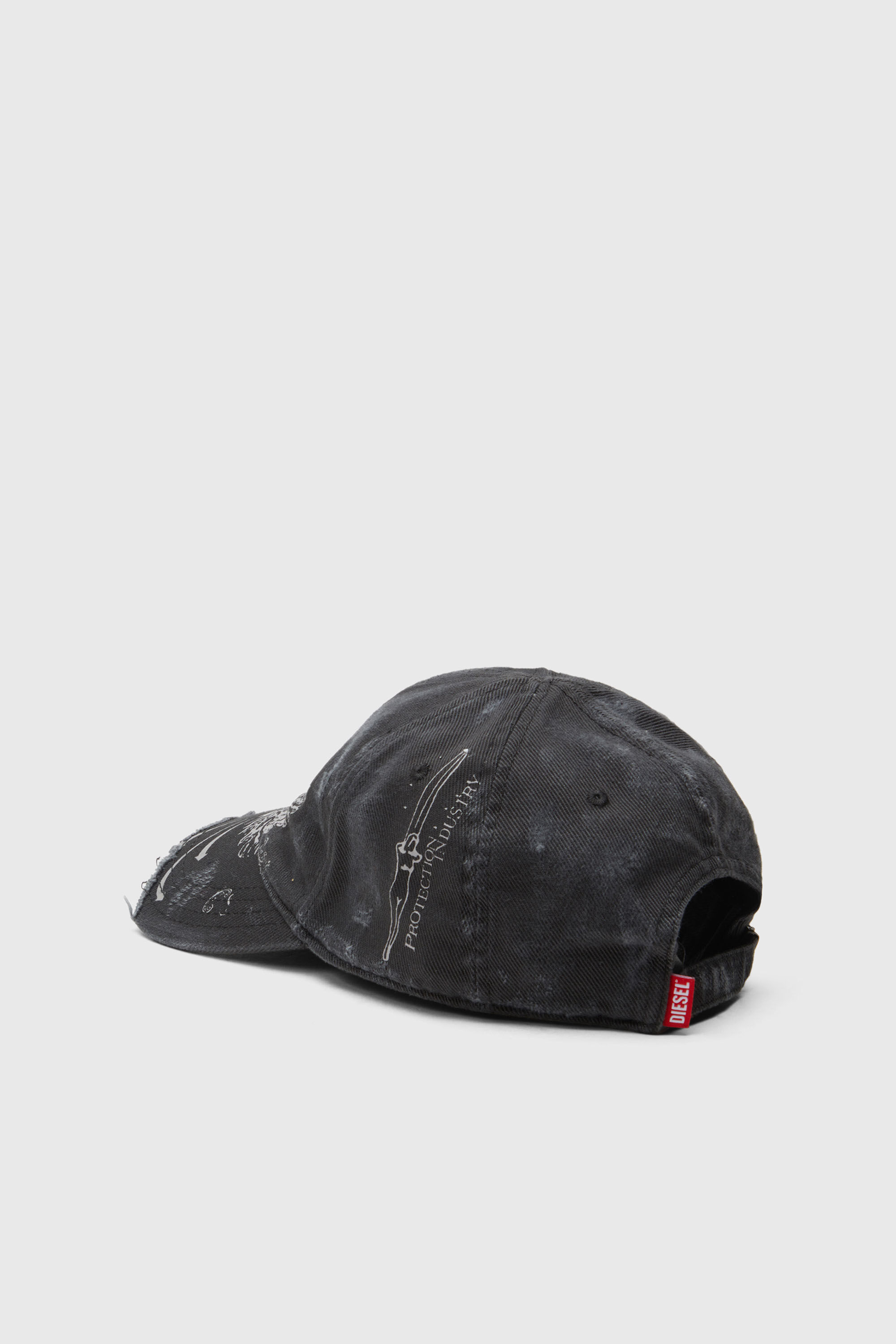 Diesel - C-FENIX, Man's Distressed baseball cap with Phoenix print in Black - 2