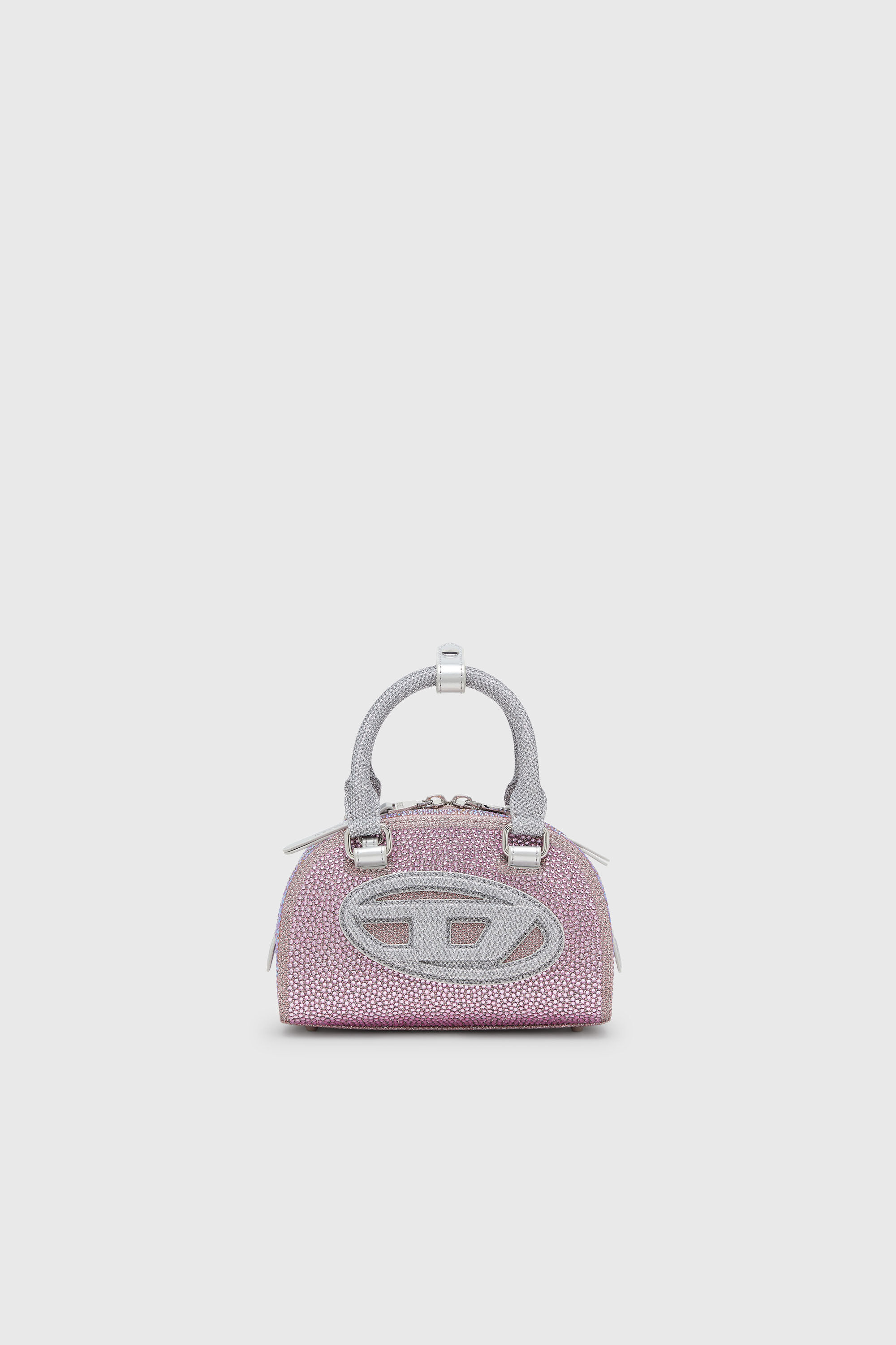 Diesel - 1DR DOME CROSSBODY, Woman's 1DR Dome - Small bowling bag in crystal Lurex in Pink - 2