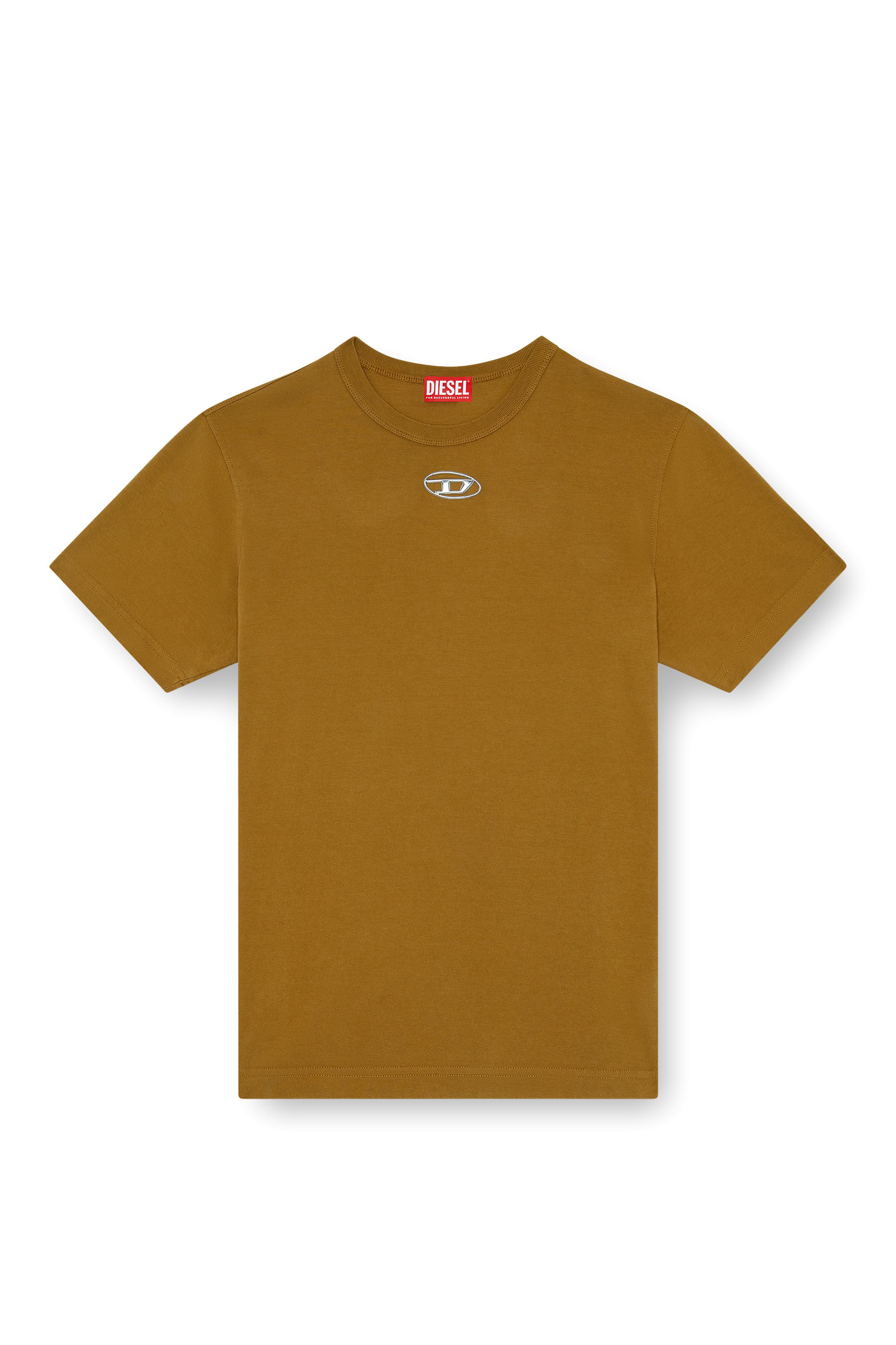 Diesel - T-JUST-OD, Man's T-shirt with injection moulded logo in Brown - 2