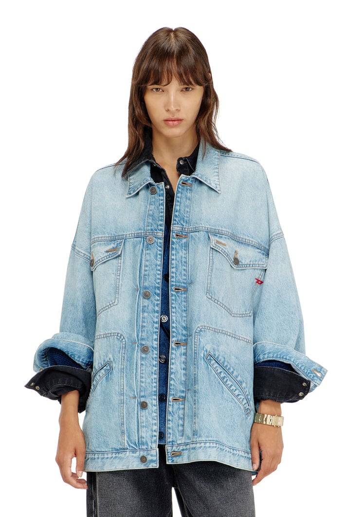 Diesel - DE-LIN, Woman's Oversized denim workwear jacket in Light Blue - 1
