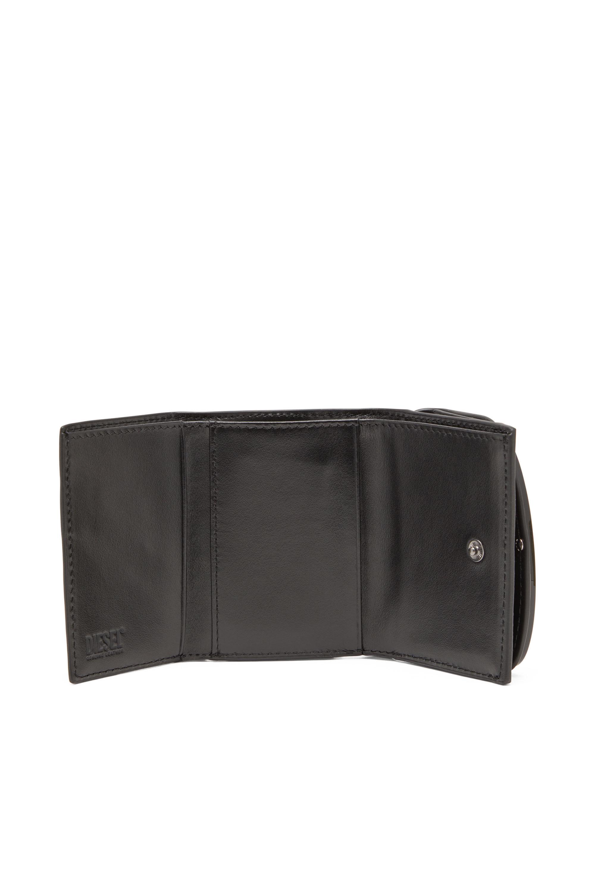 Diesel - 1DR TRI FOLD COIN XS II, Woman's Tri-fold wallet in mirrored leather in Black - 3