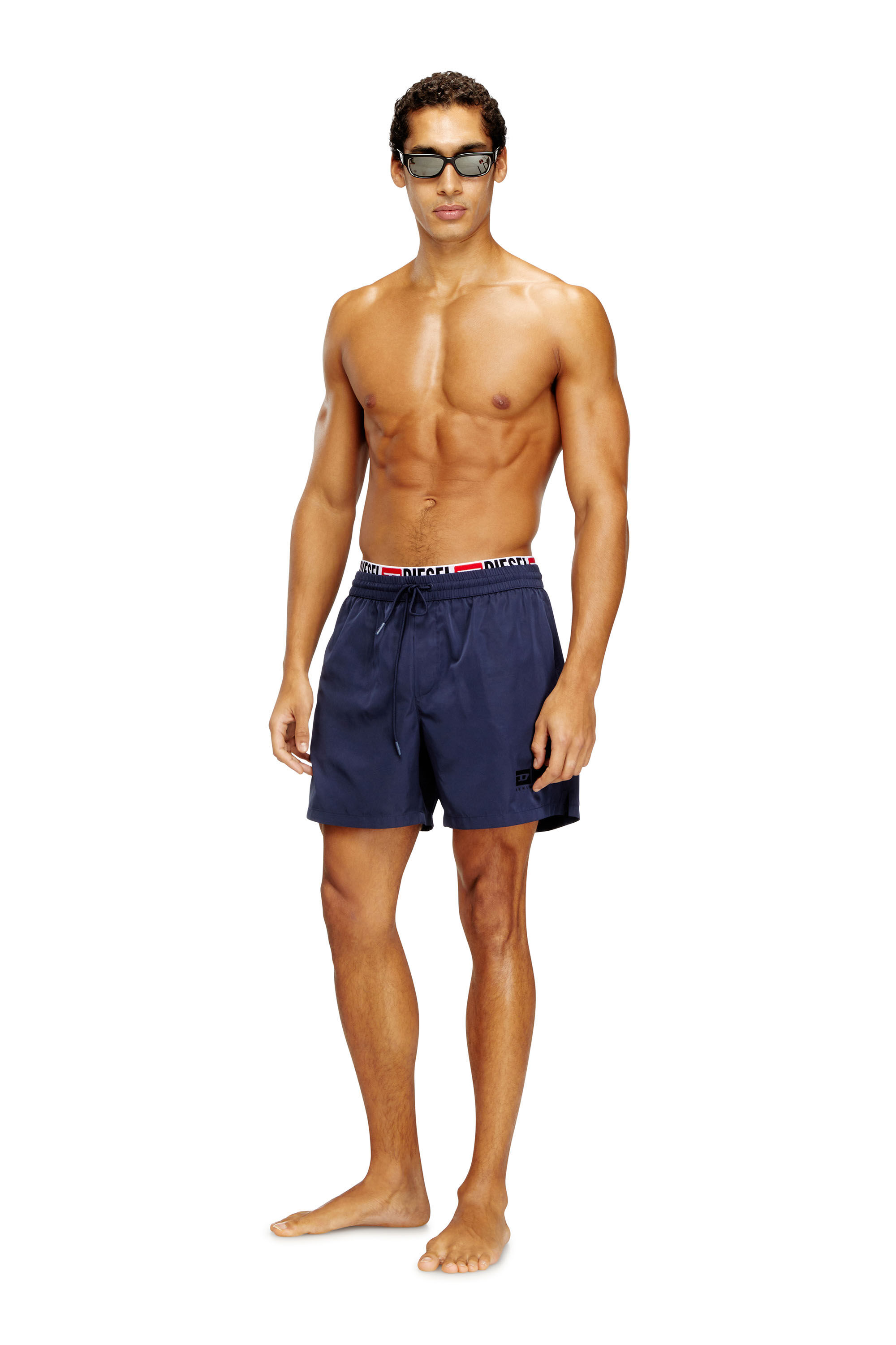 Diesel - VISPER-41-D-CORE, Man's Mid-length swim shorts with logo print in Dark Blue - 2