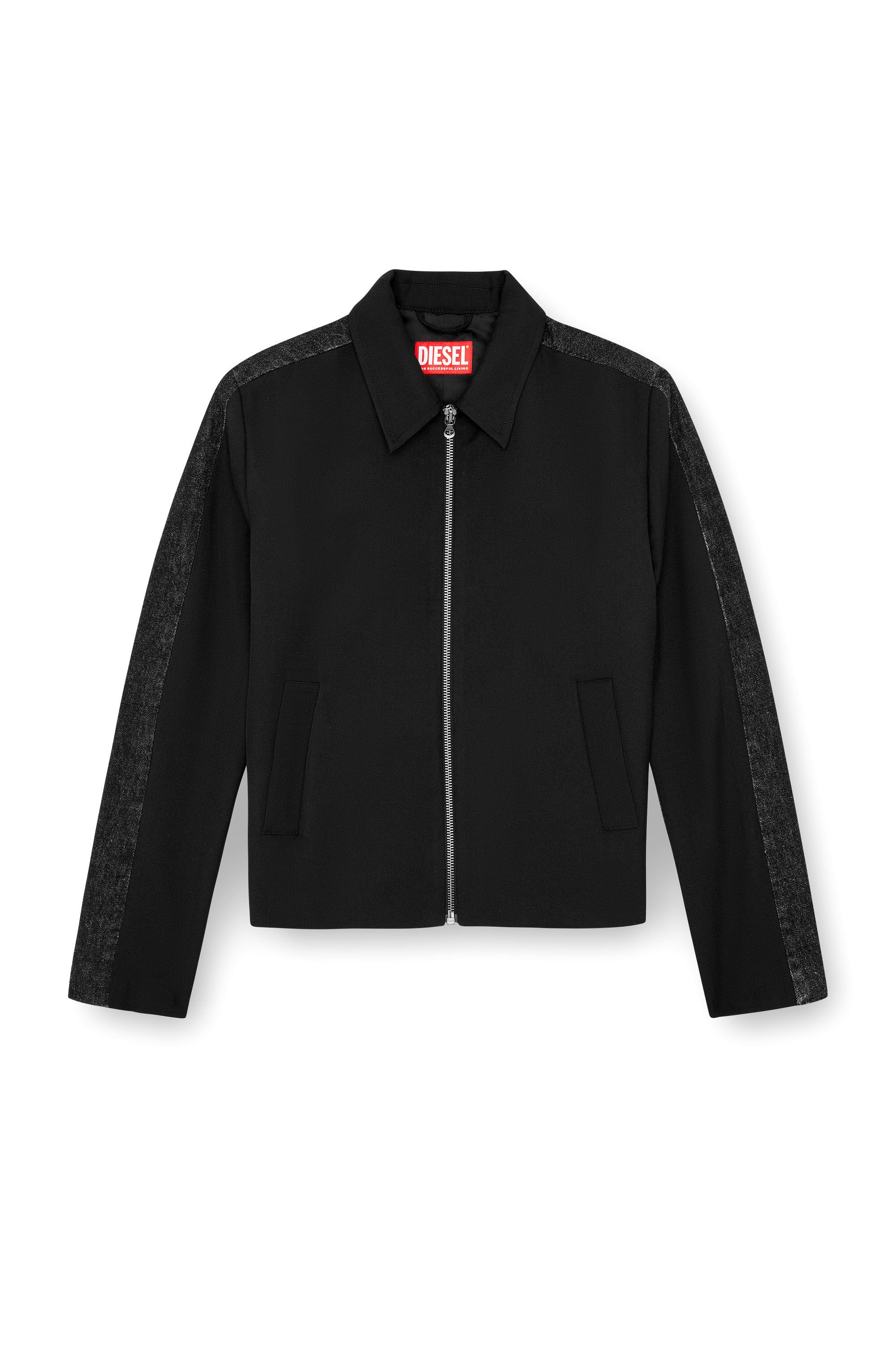 Diesel - J-RHEIN, Man Blouson jacket in wool blend and denim in Black - Image 2