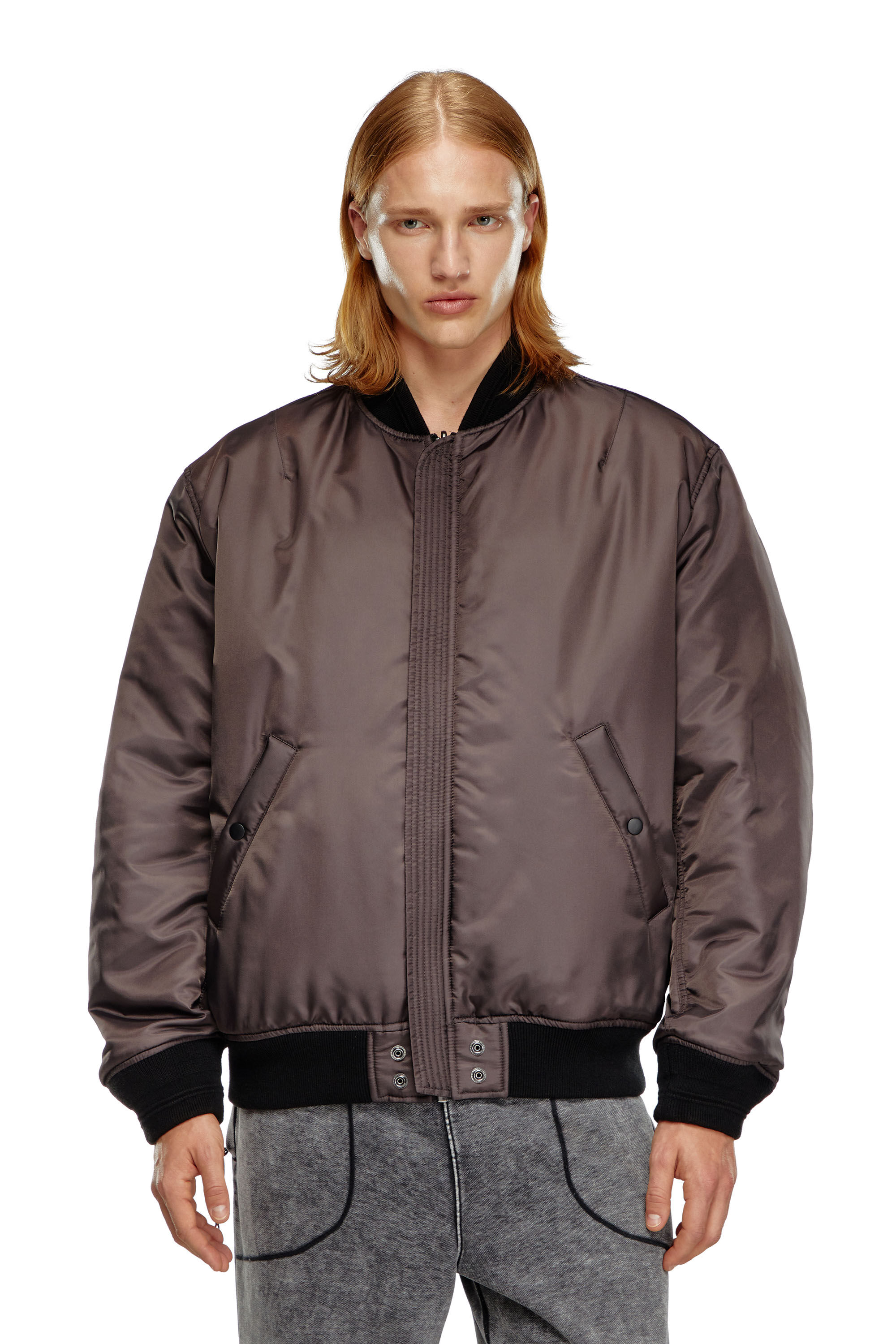 Diesel - J-HELD, Man's Bomber in padded nylon with Oval D in Black - 7