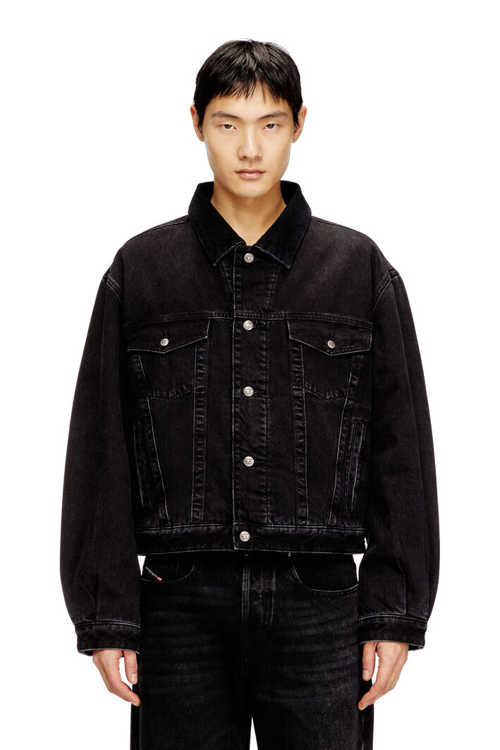 Diesel - D-RANGER-T, Unisex's Padded trucker jacket in denim in Black - 3