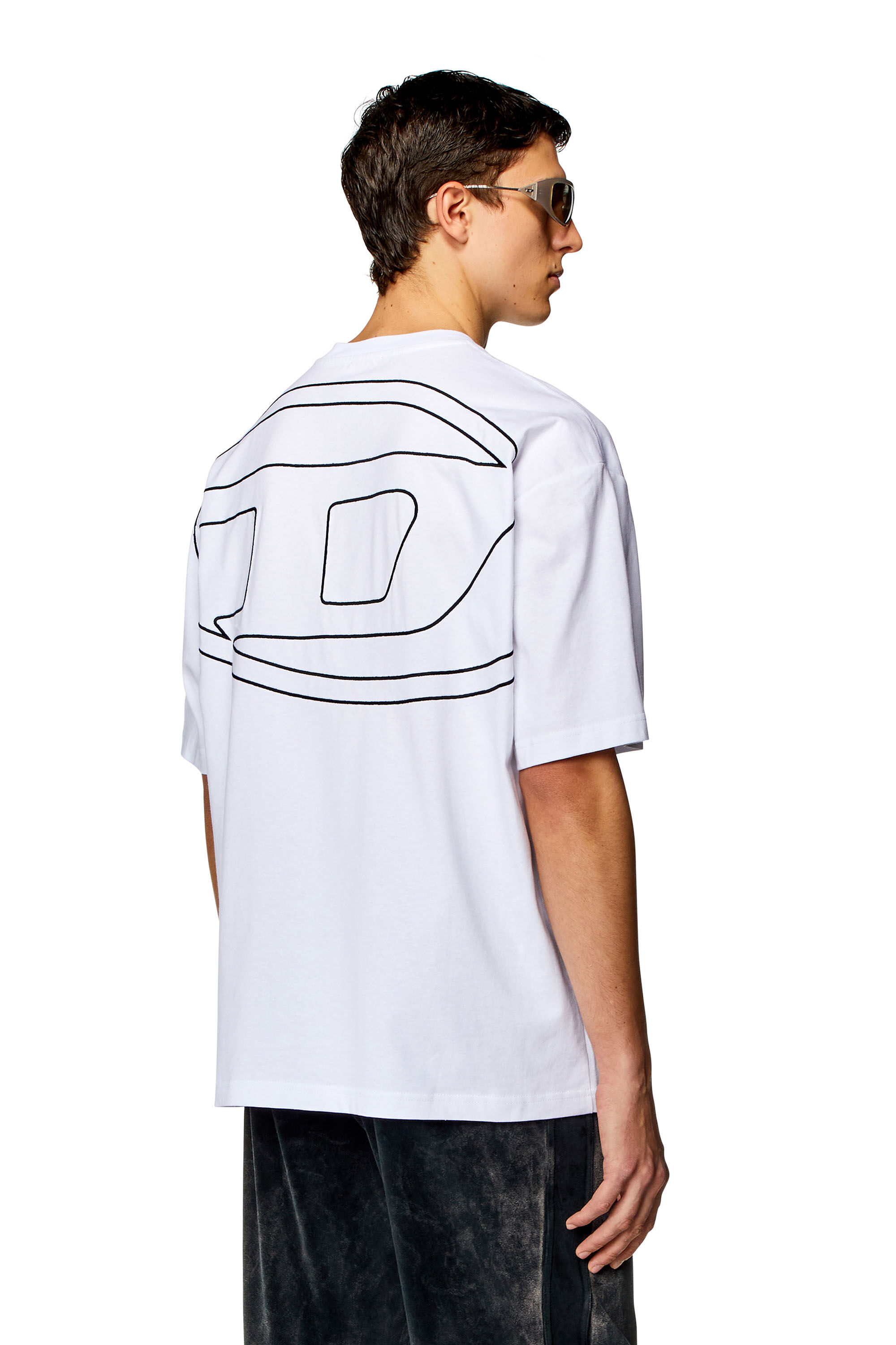 Diesel - T-BOGGY-MEGOVAL-D, Man's T-shirt with maxi oval D embroidery in White - 3