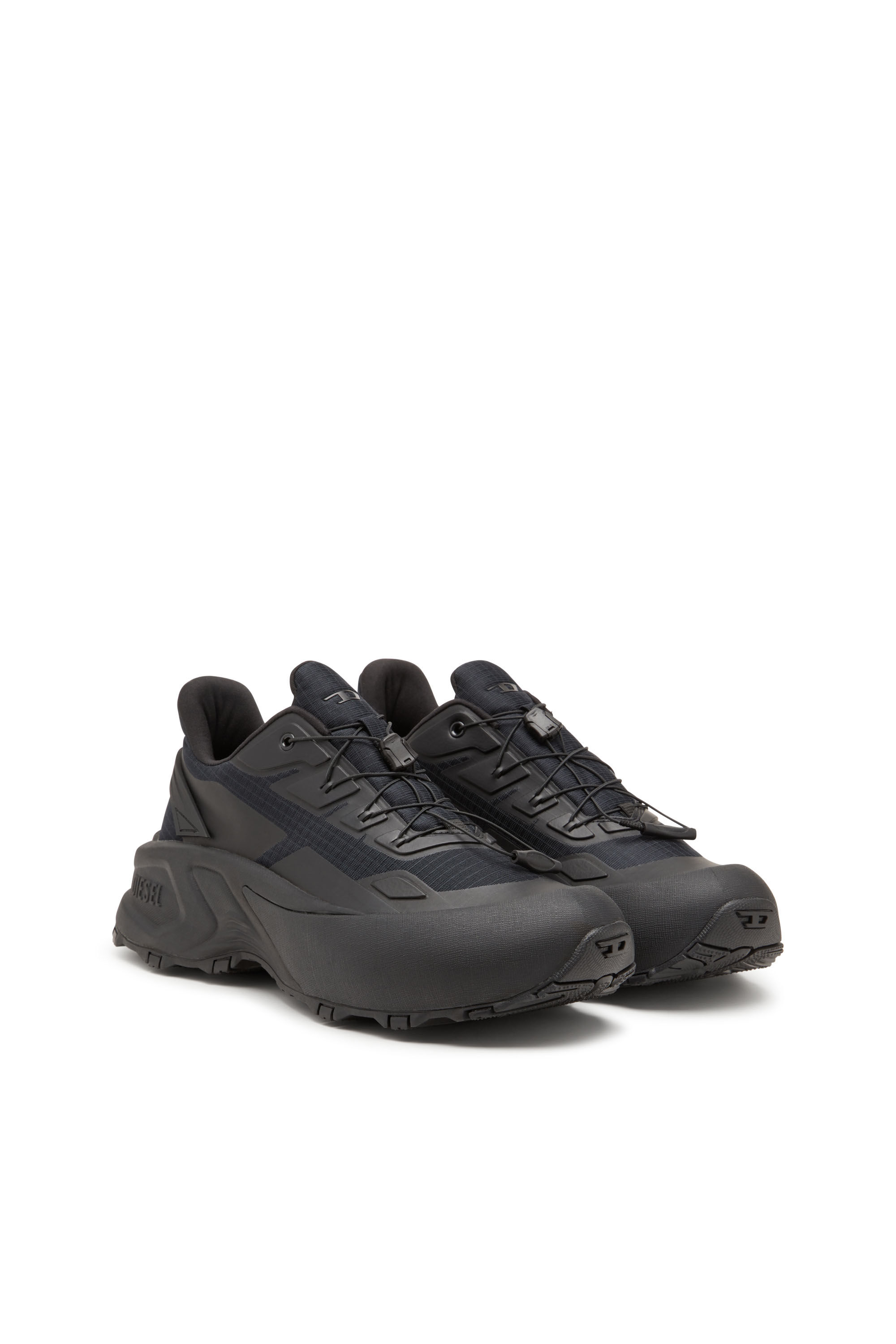 Men s D Cage Runner Sneakers in TPU trimmed ripstop Black Diesel