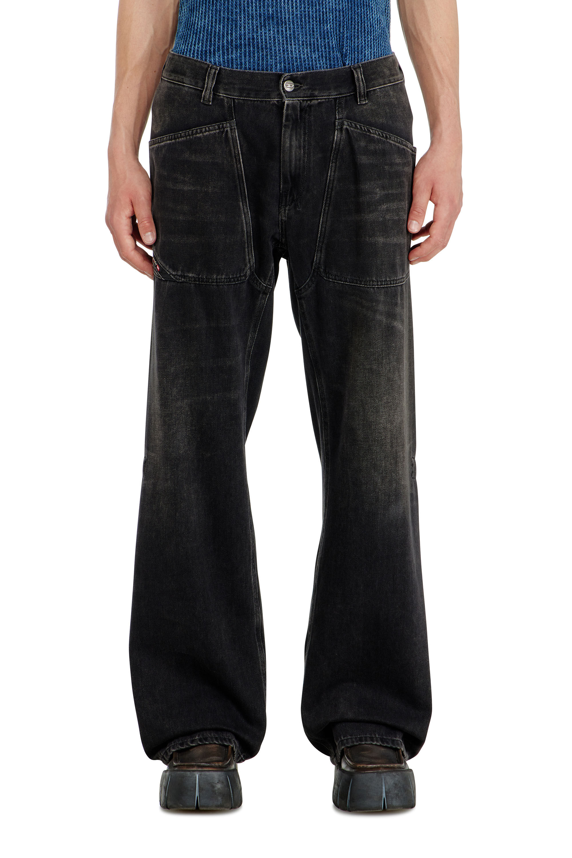 Diesel - Man's Relaxed Jeans D-Zeta 09J96, Black/Dark grey - 4