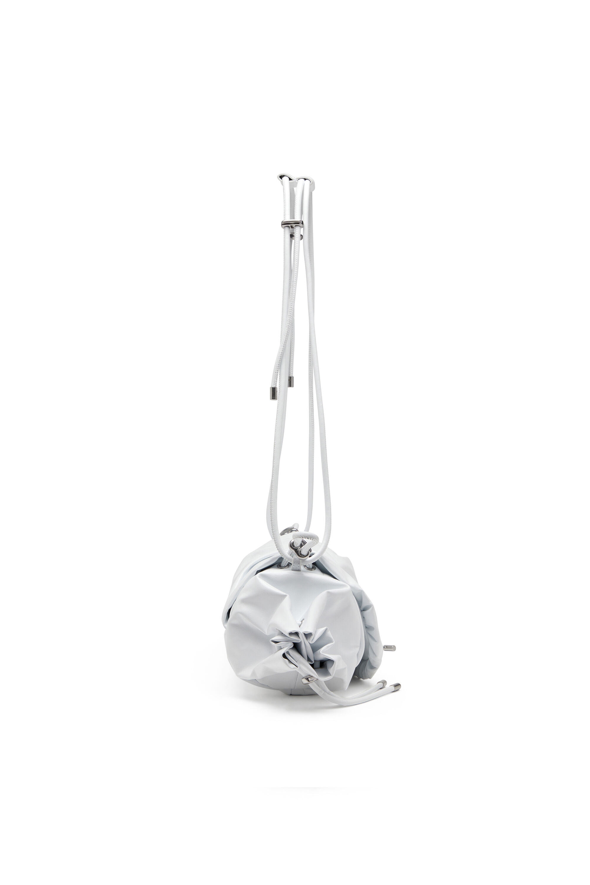 Diesel - SCRUNCH-D SHOULDER M, Woman's Scrunch-D M-Shoulder bag in shiny leather in White - 4