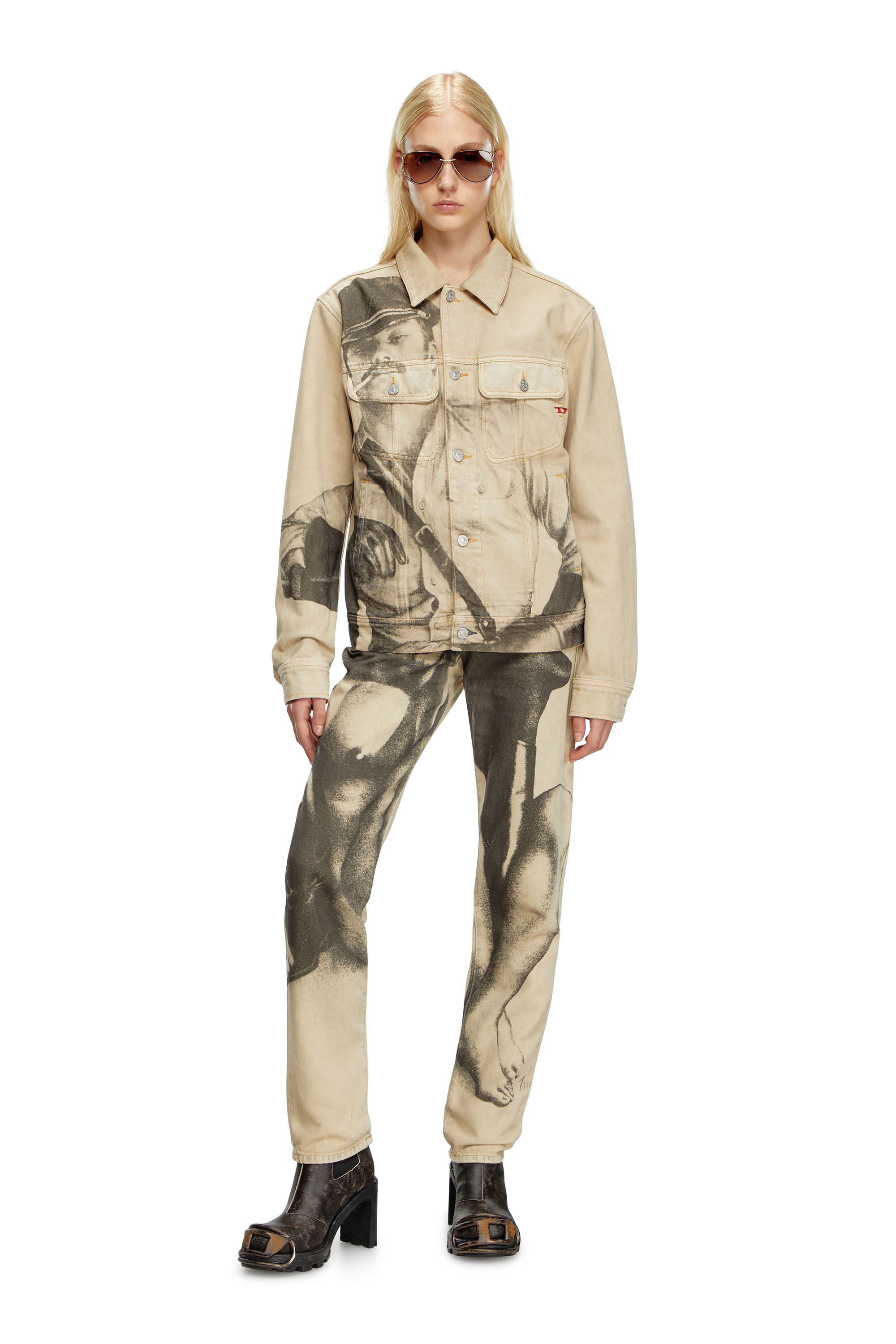 Diesel - PR-D-BARCY-TOF2, Unisex's Trucker jacket with digital print in Beige - 6