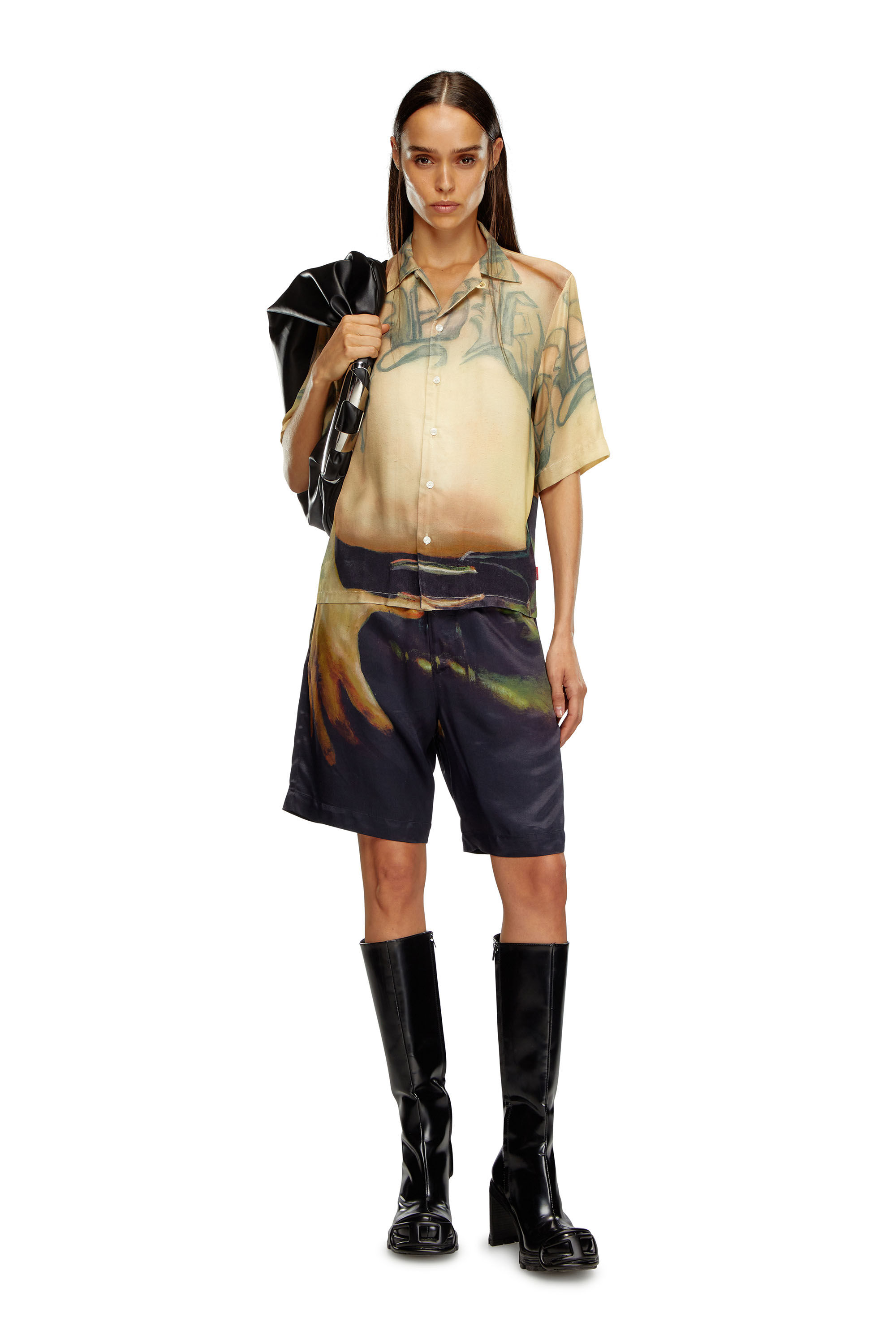Diesel - PR-S-MEC-SS, Unisex's Viscose shirt with all-over print in Beige - 6