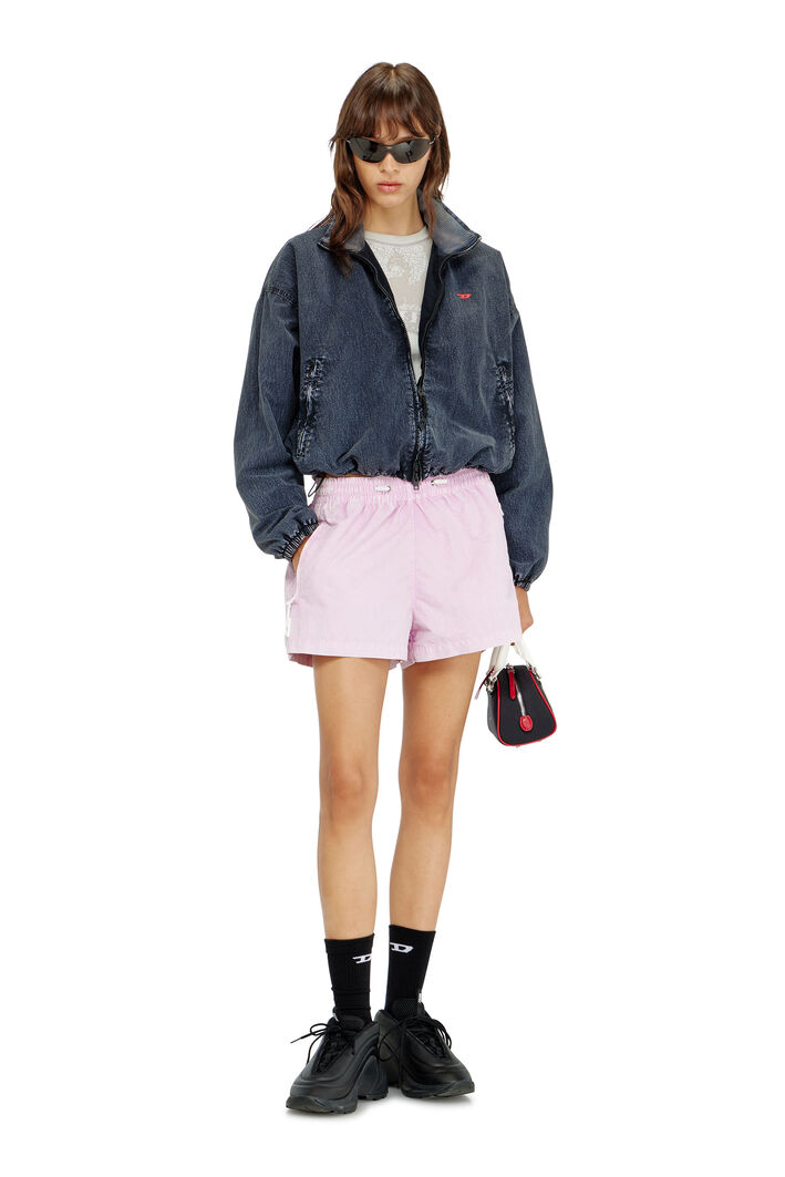 Diesel - G-LEAMER, Woman's Windbreaker jacket in acid-wash Taslan in Dark Blue - 2