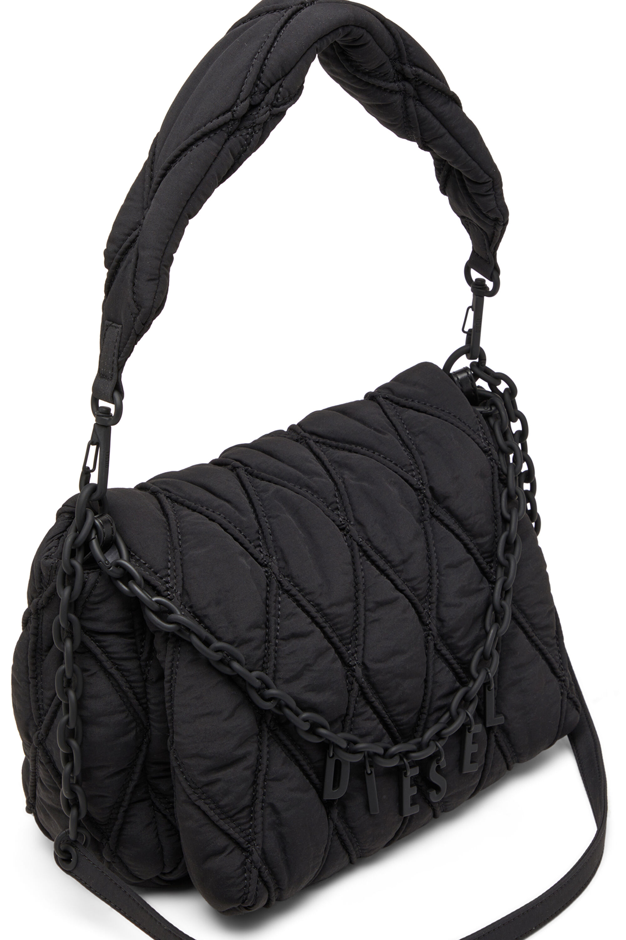 Diesel - CHARM-D SHOULDER M, Woman's Charm-D-M-Shoulder bag in quilted nylon in Black - 5